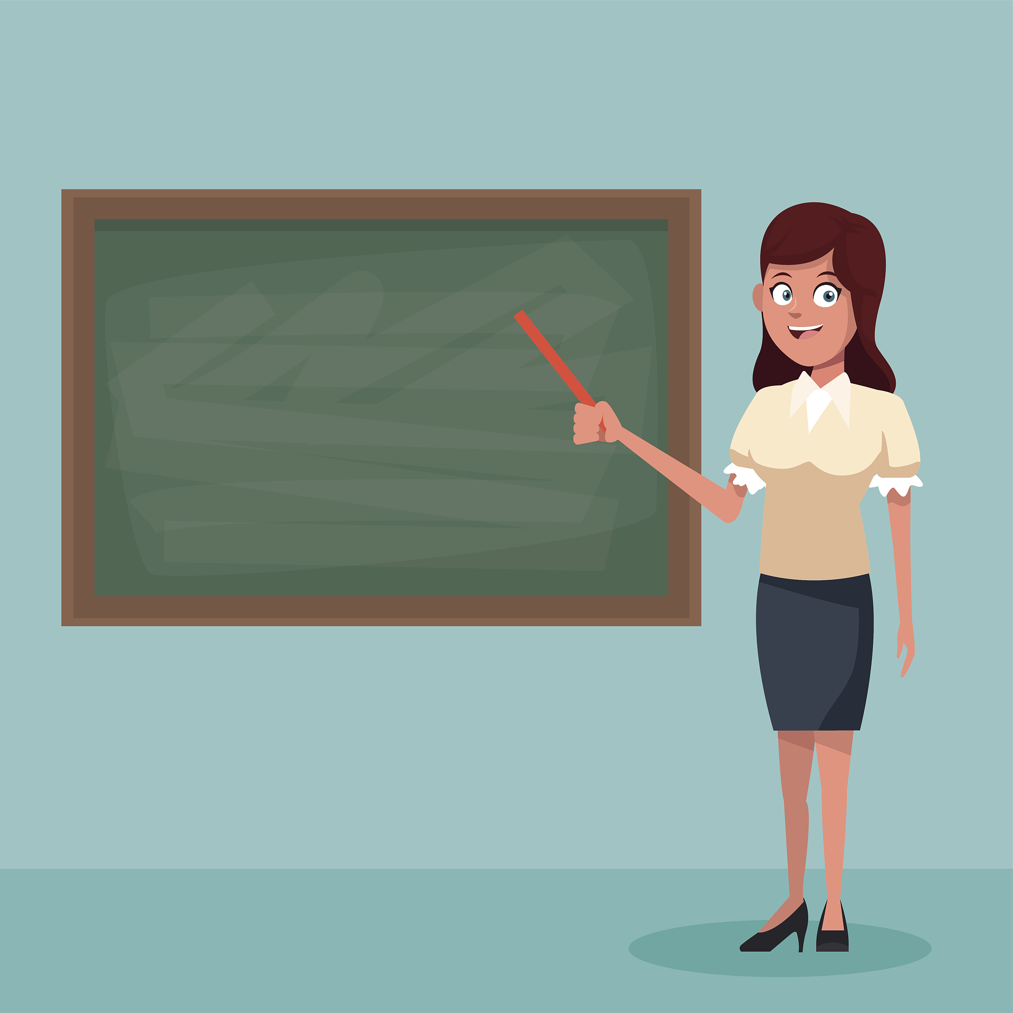 teacher with blackboard