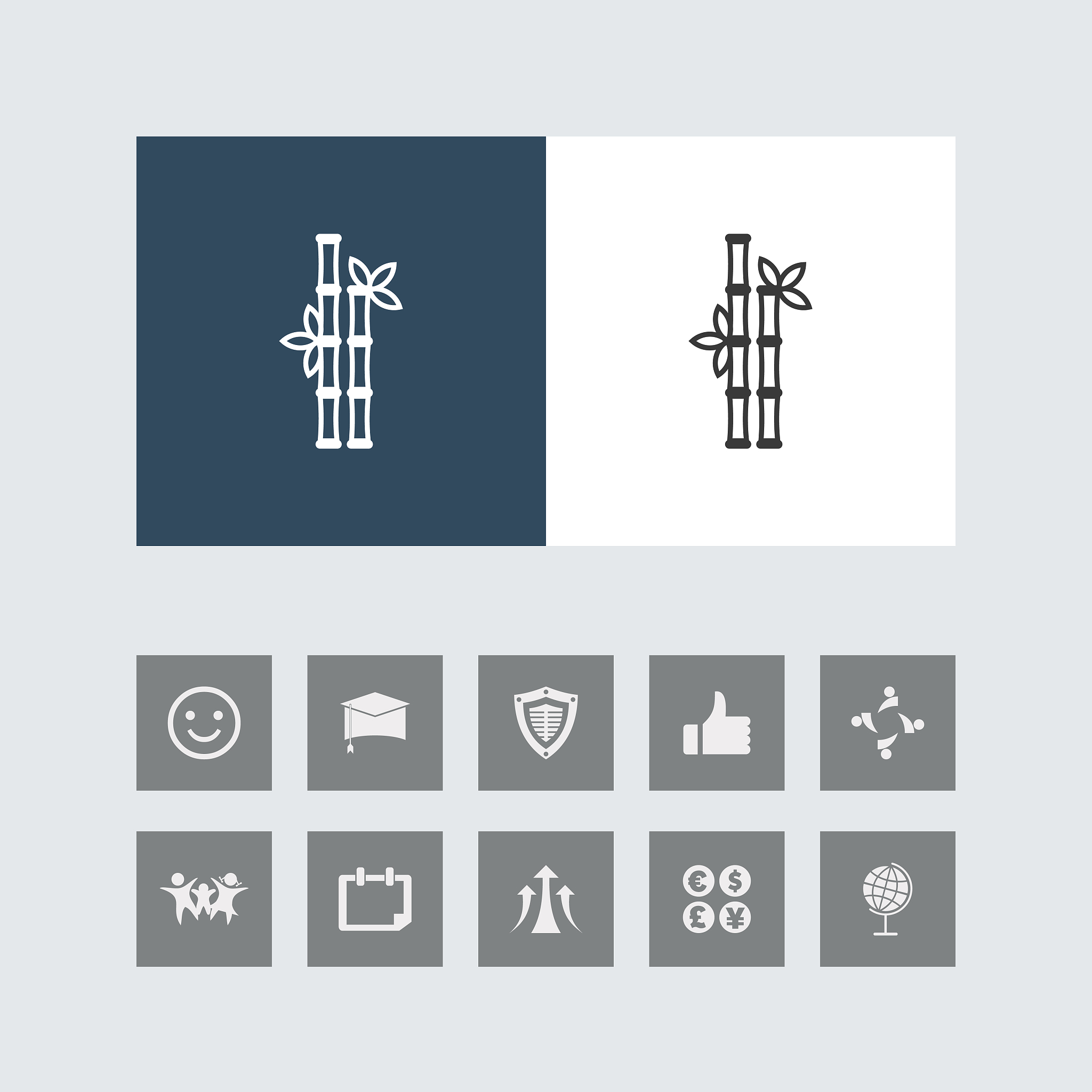 creative bamboo line icon with bonus icons.