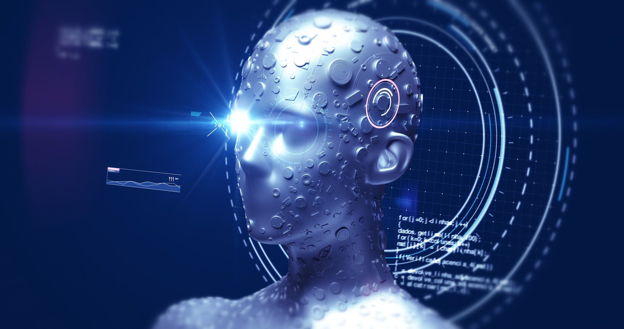 stylish advanced ai robot deep learning - 3d illustration render