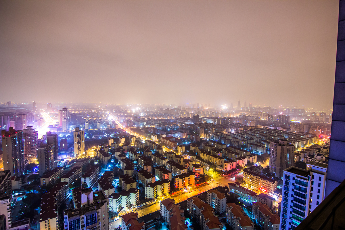 中国上海天际线航拍