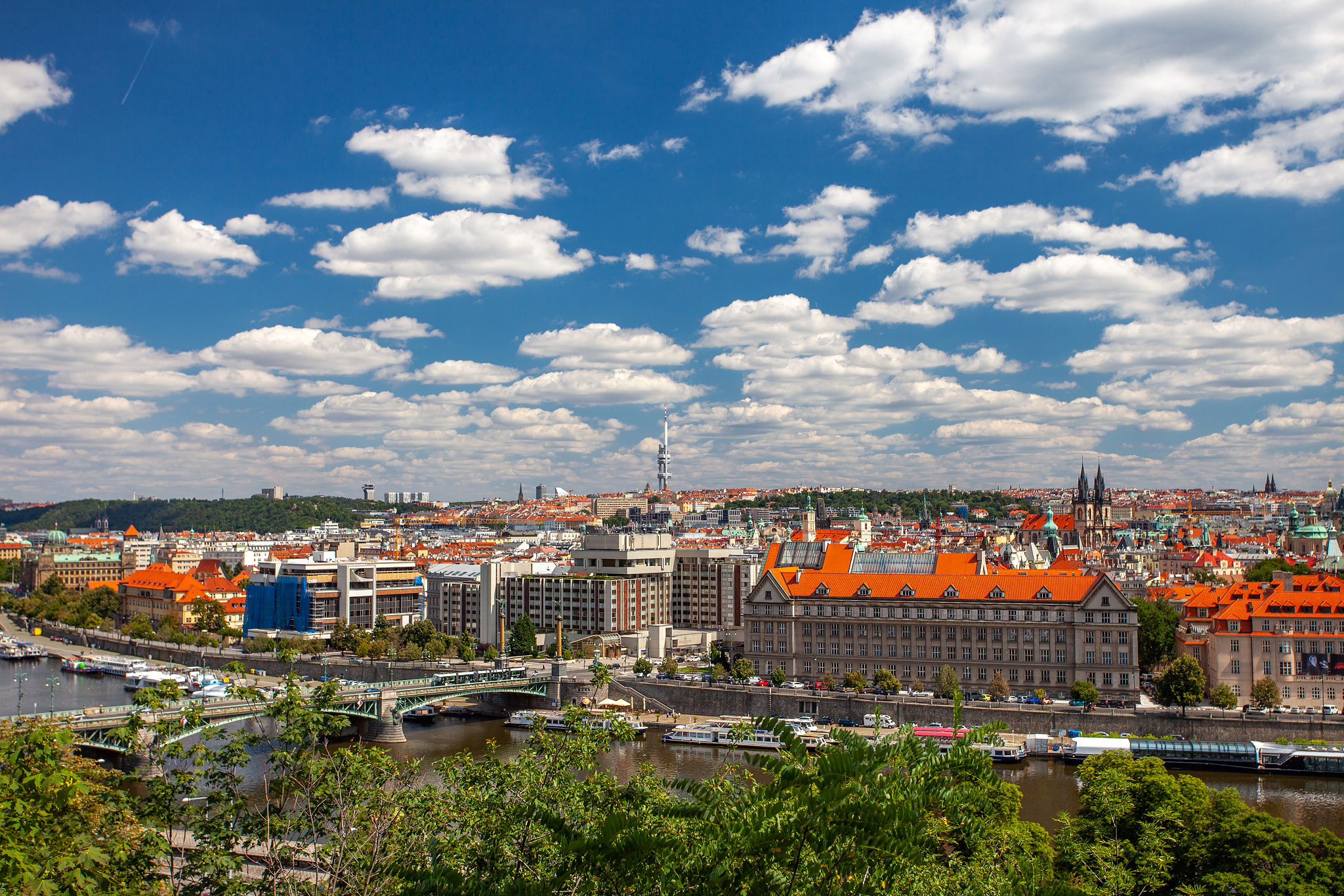 aerial view of prague in summer