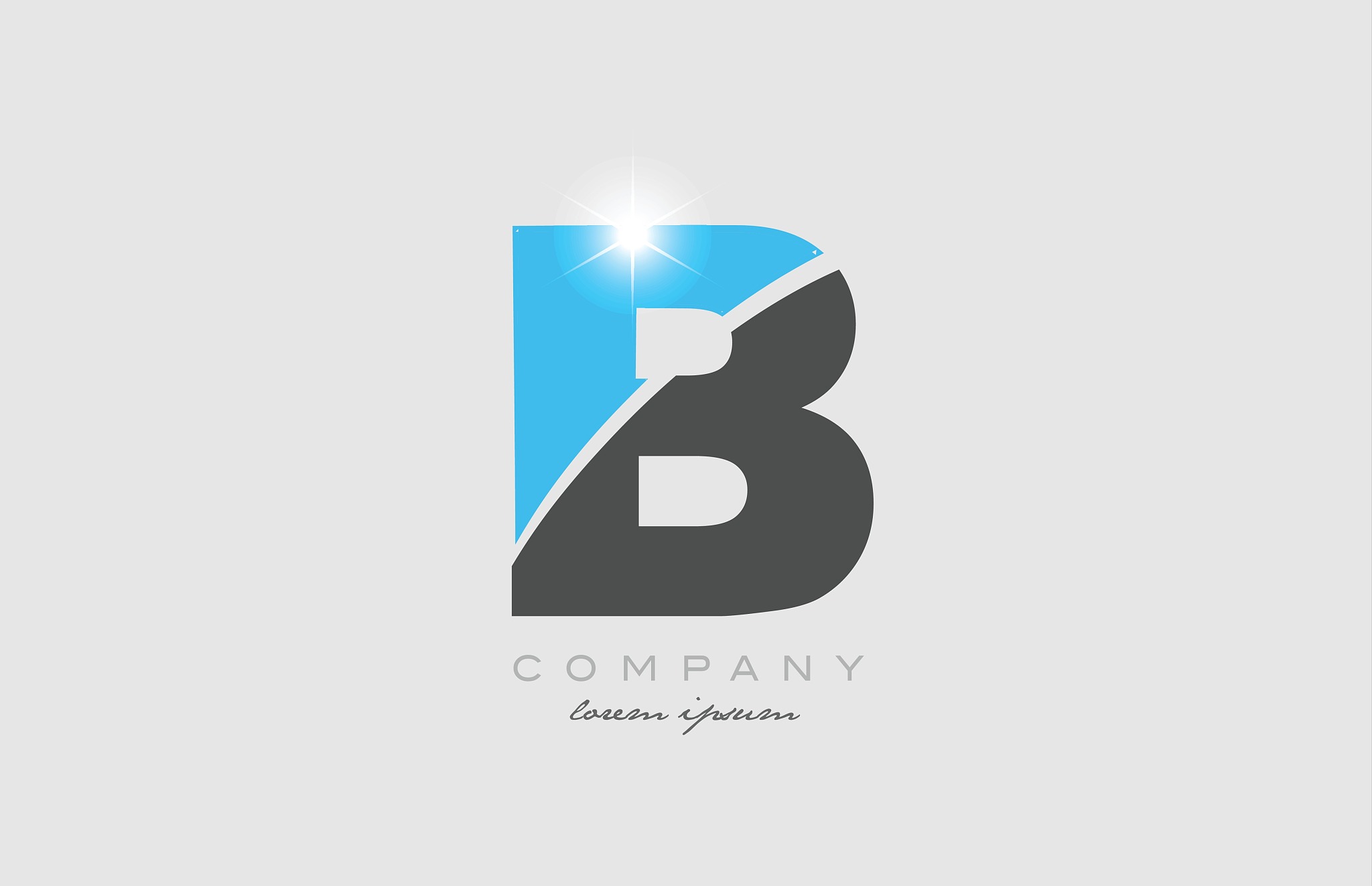 letter b in grey blue color alphabet for logo icon design