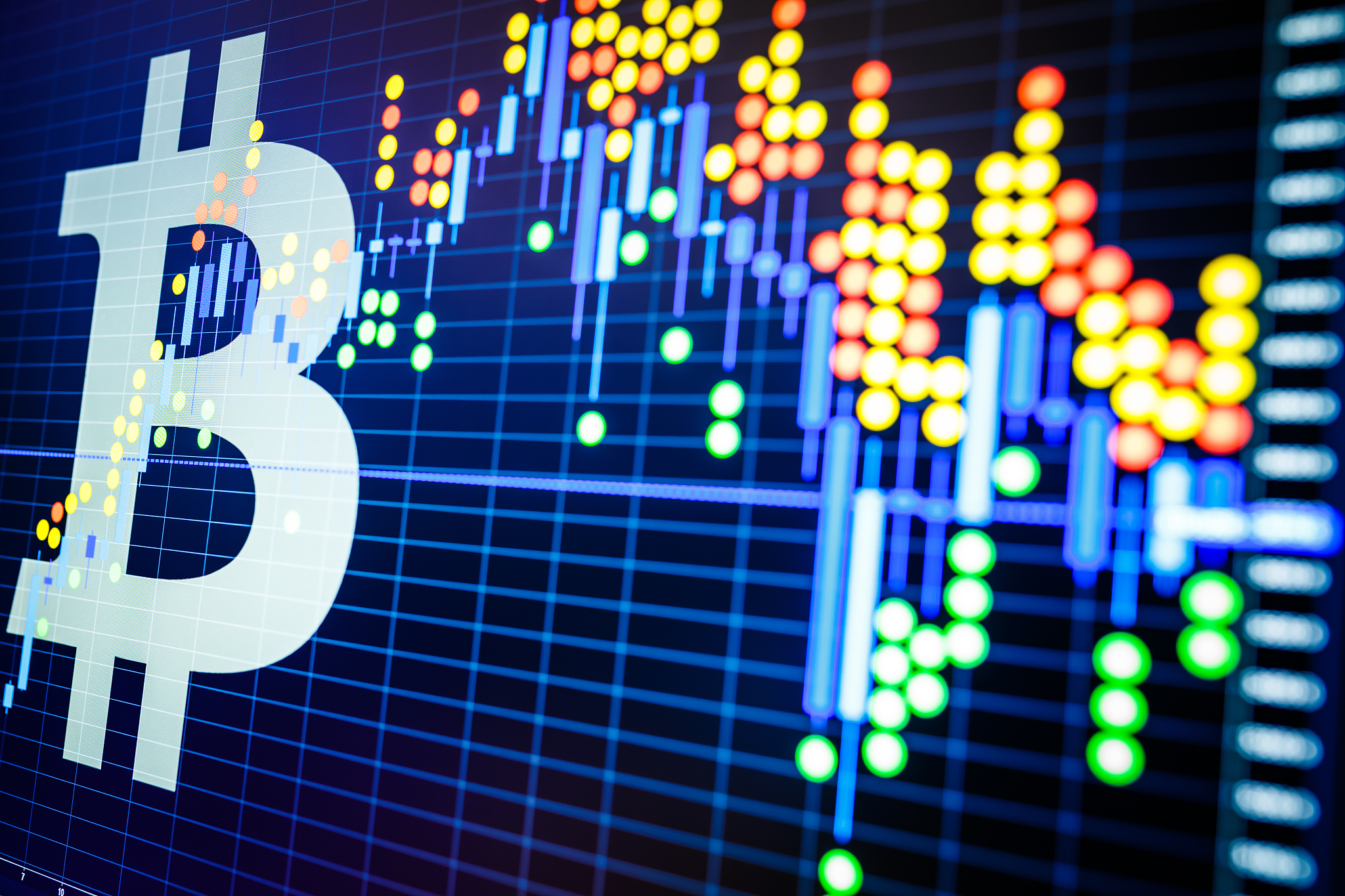 stock market data and bitcoin symbol