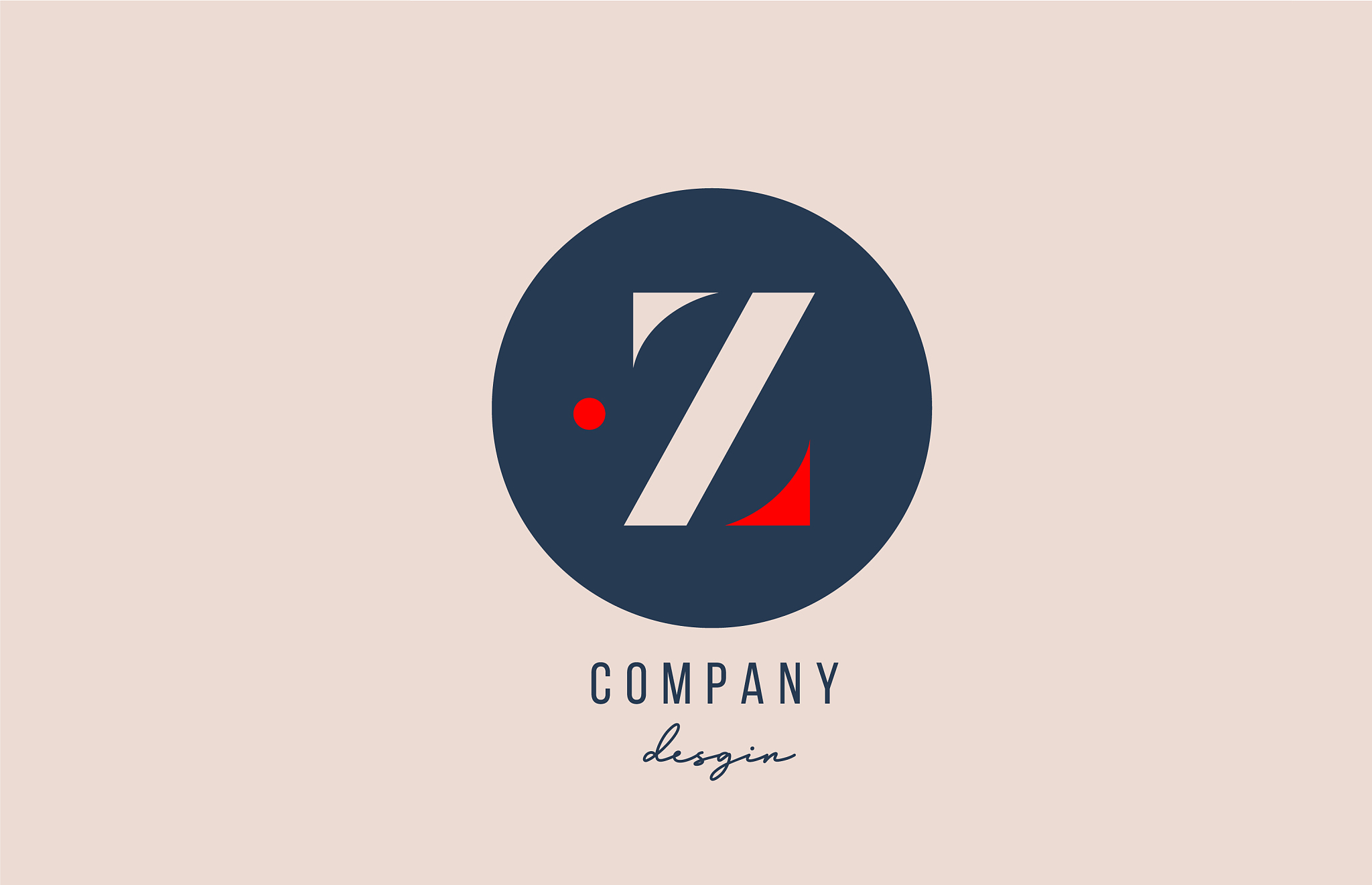 red dot z letter alphabet logo icon design with