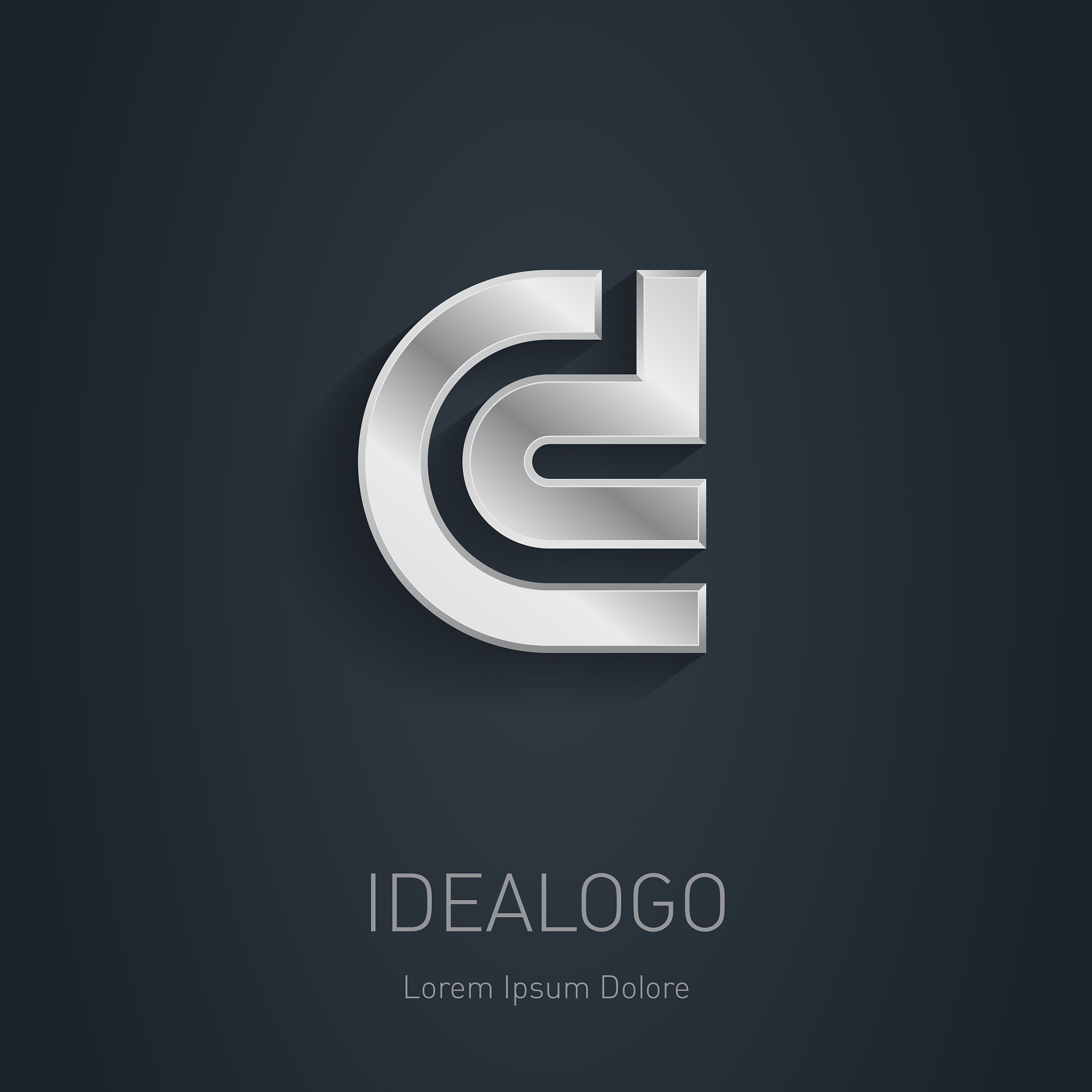 c and d initial silver logo metallic 3d icon or