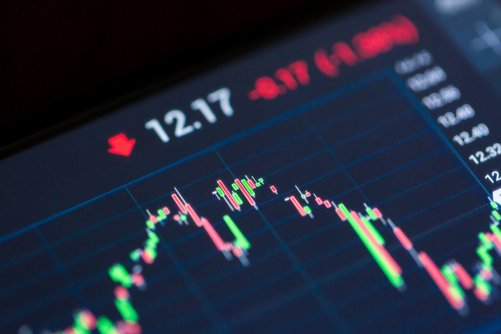 stock exchange chart on smart phone