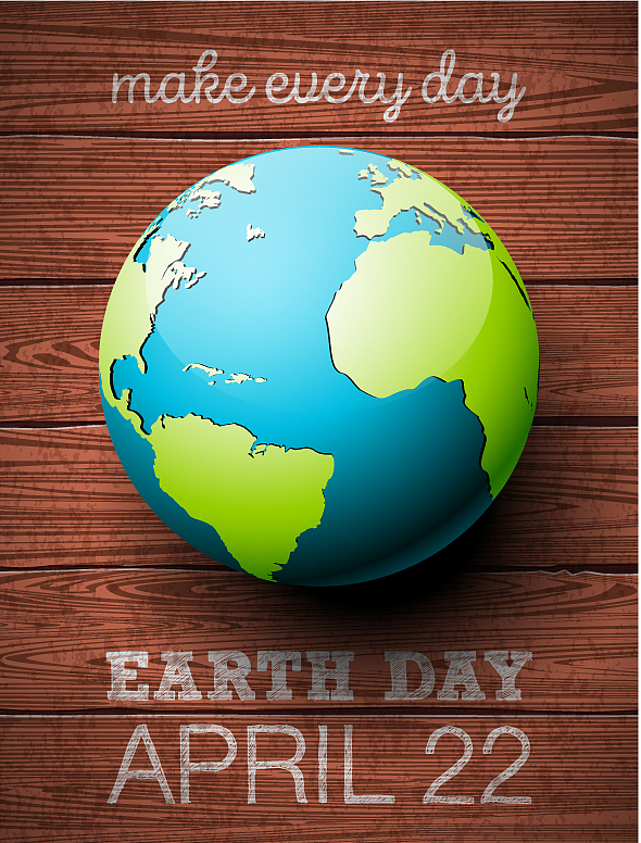 earth day with planet and lettering
