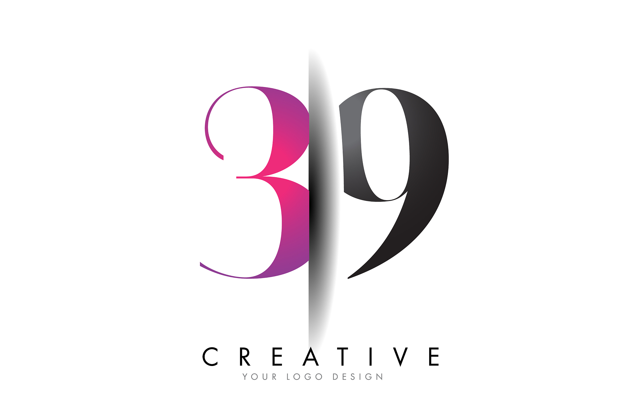 39 3 9 grey and pink number logo with creative