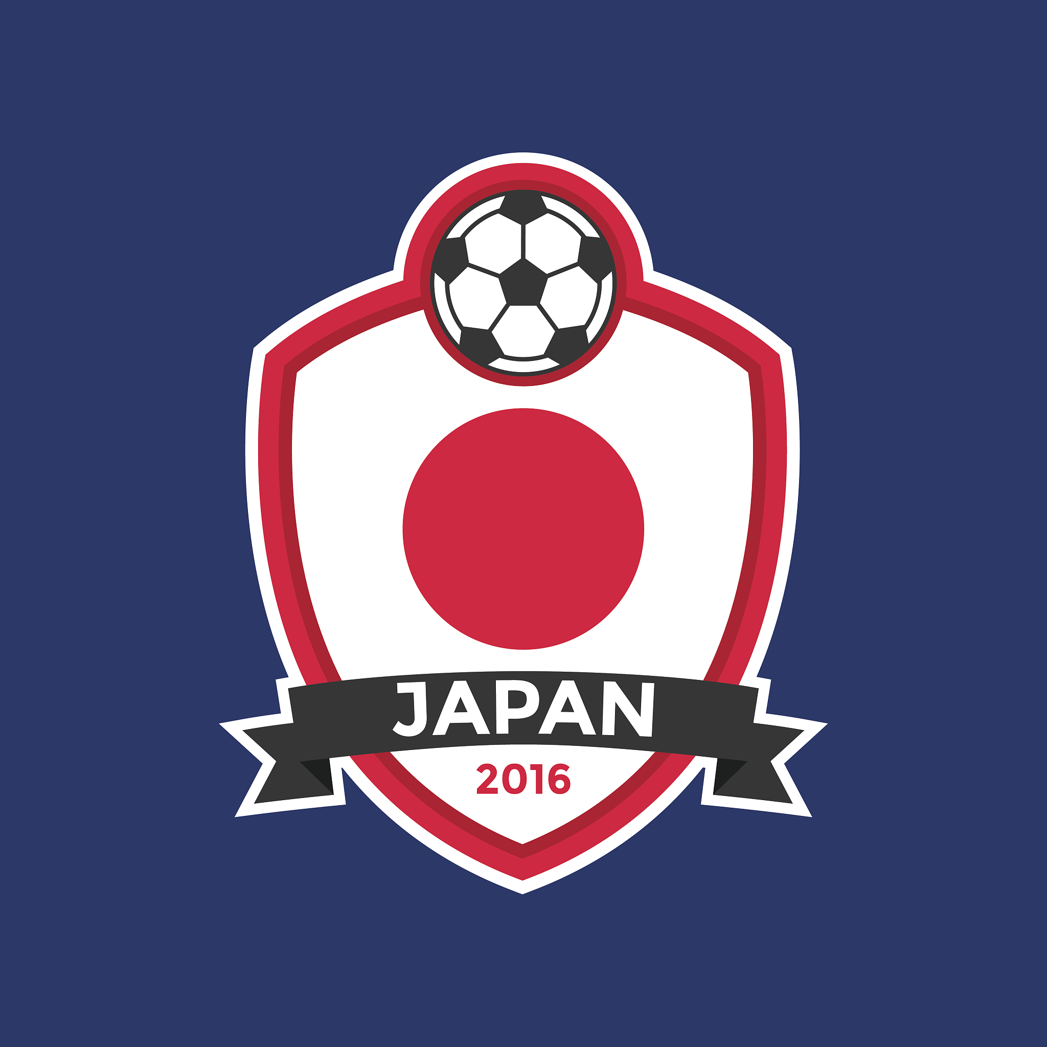 japan soccer team with flag.