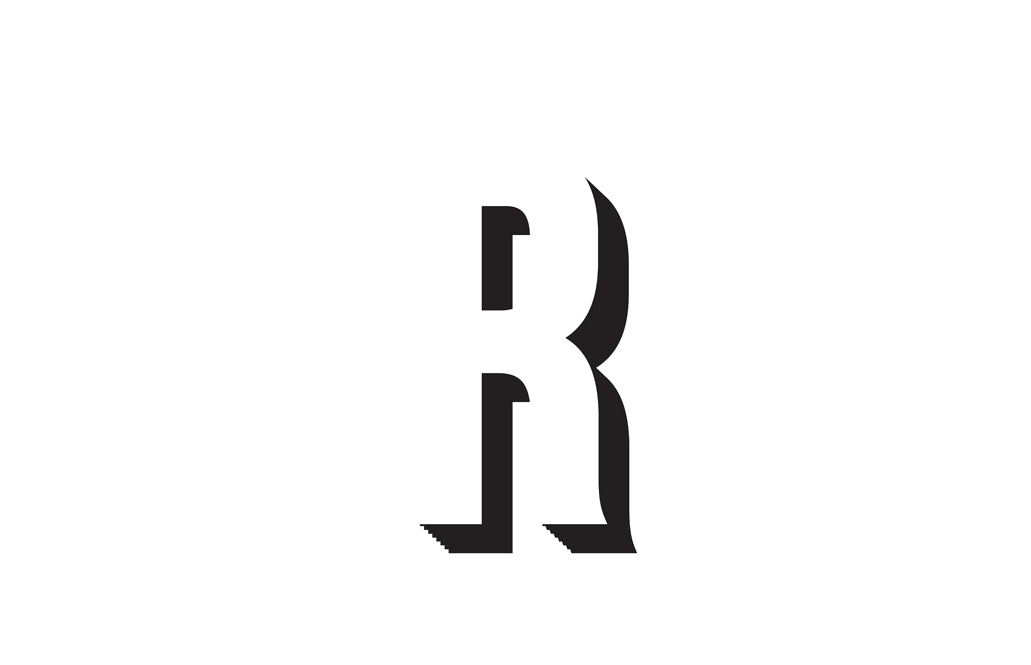 black and white r alphabet letter logo icon design