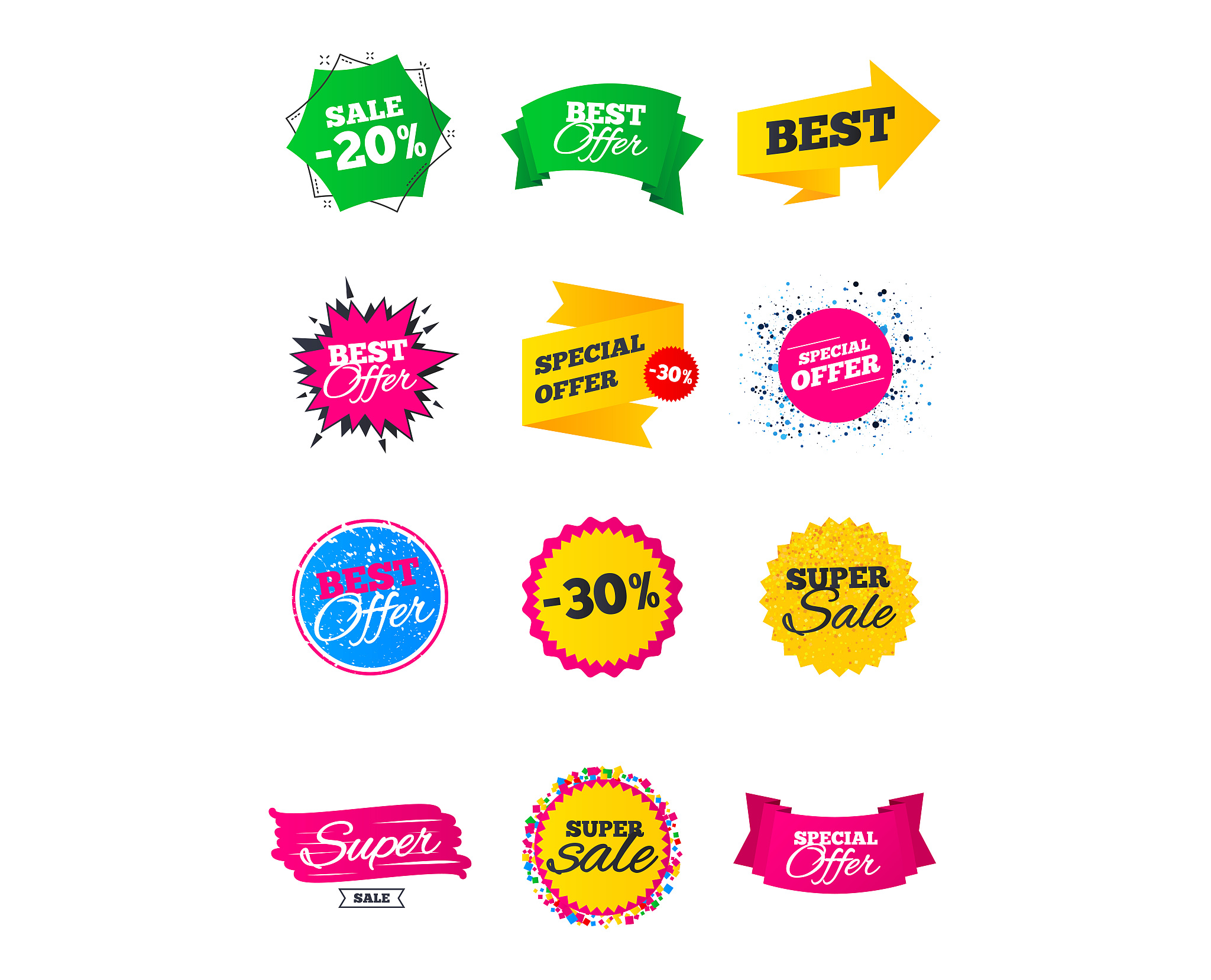 sale banners. best offers, discounts tags.