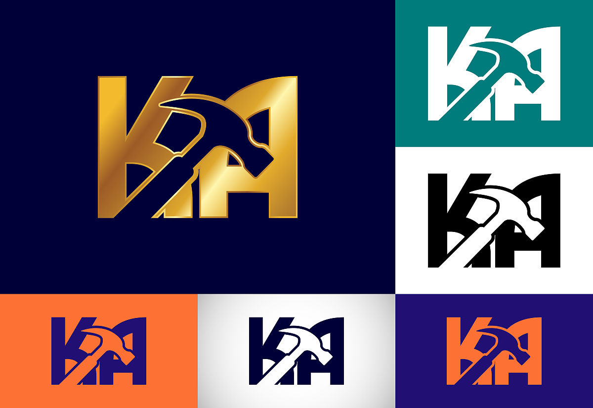 首字母组合字母<strong>k</strong> a标志设计矢量模板.ka字母标志设计