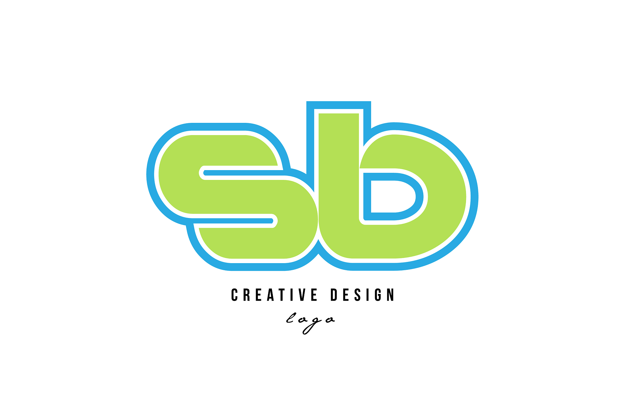 blue green alphabet letter sb s b logo icon design