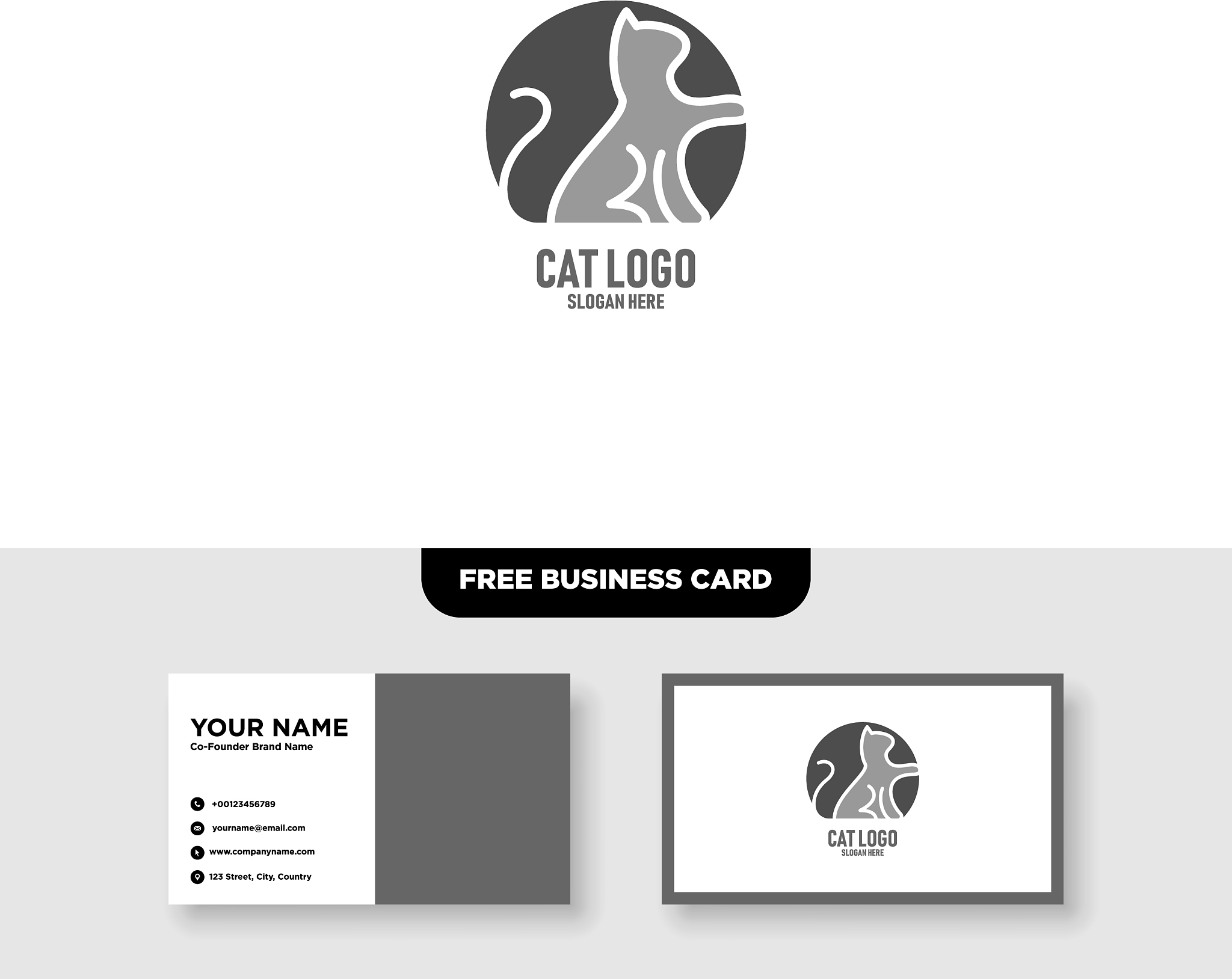 cat logo template free business card mockup