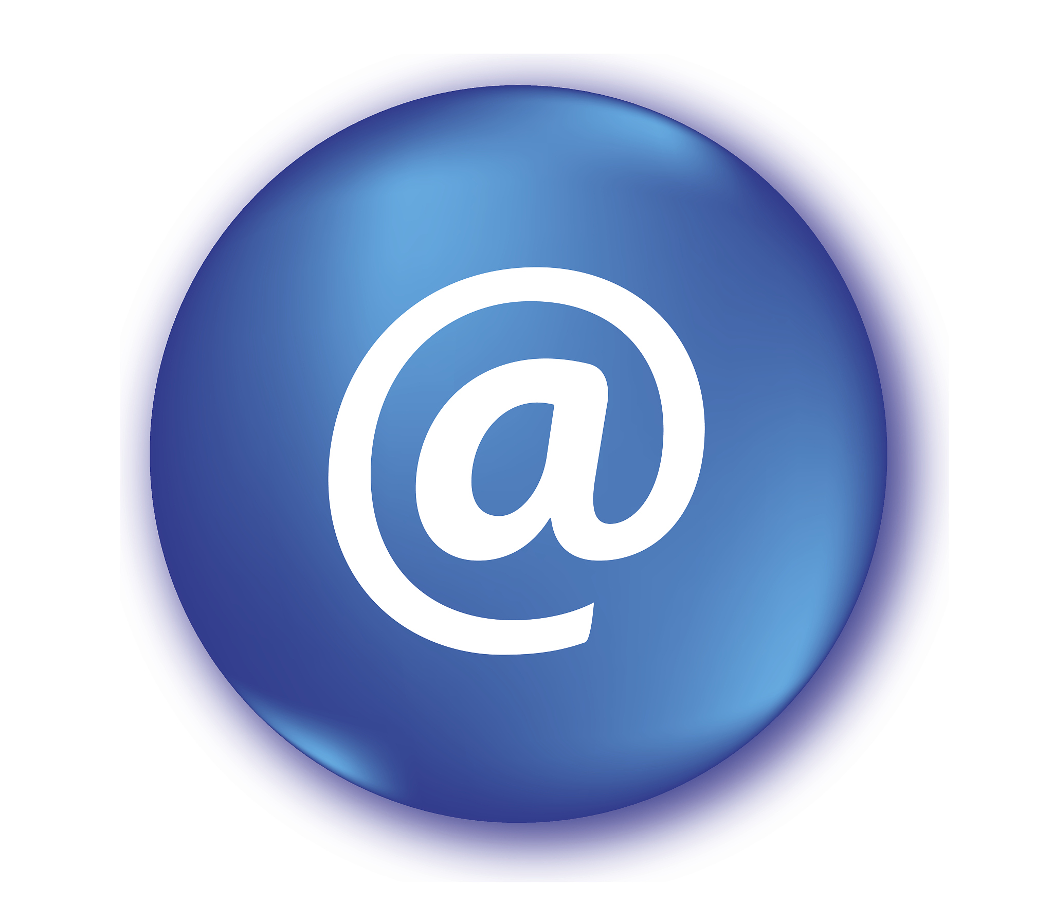at sign on the blue button