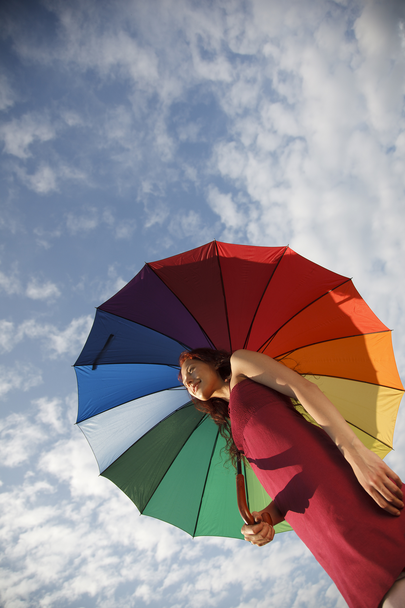 girl with colorful umbrella