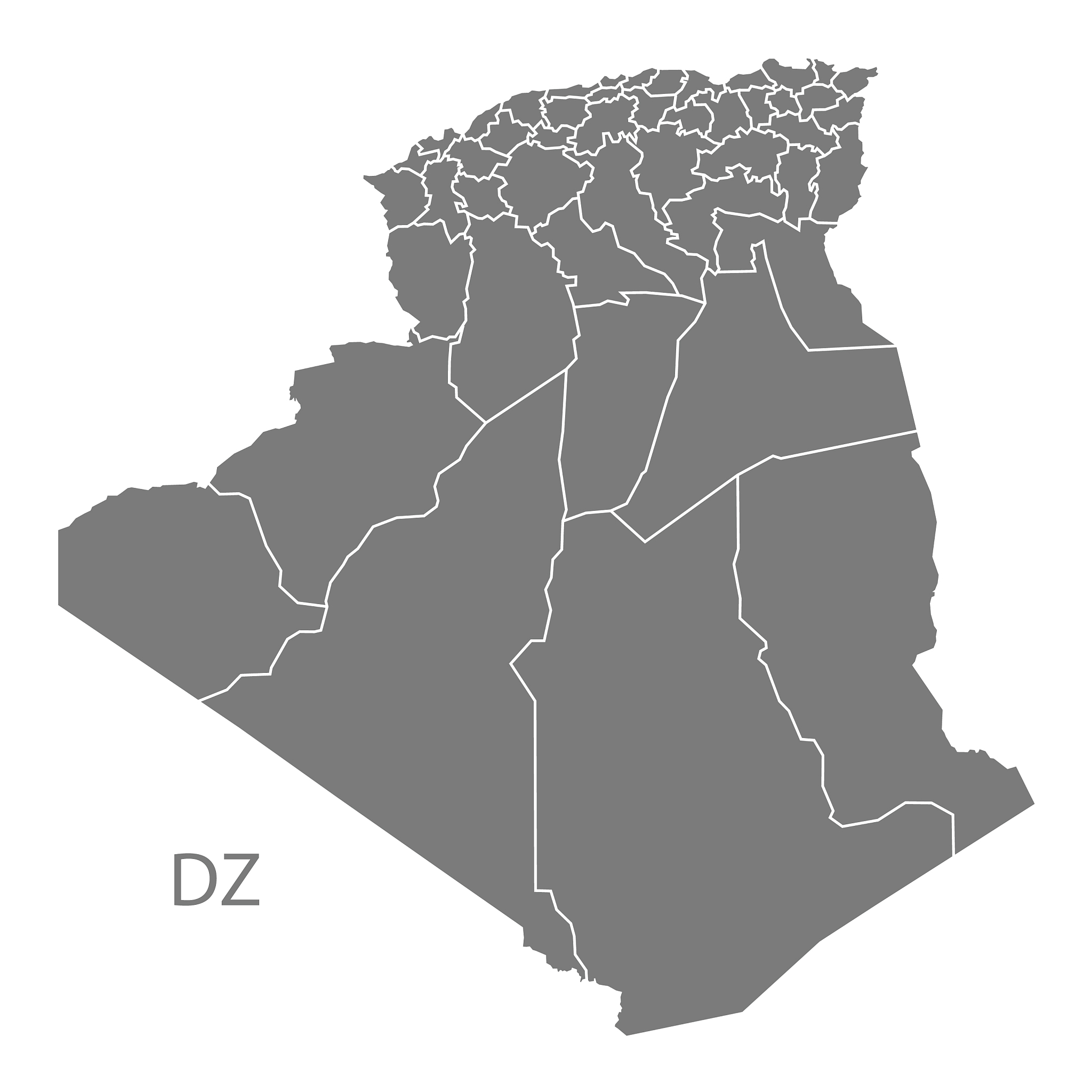 algeria provinces map grey