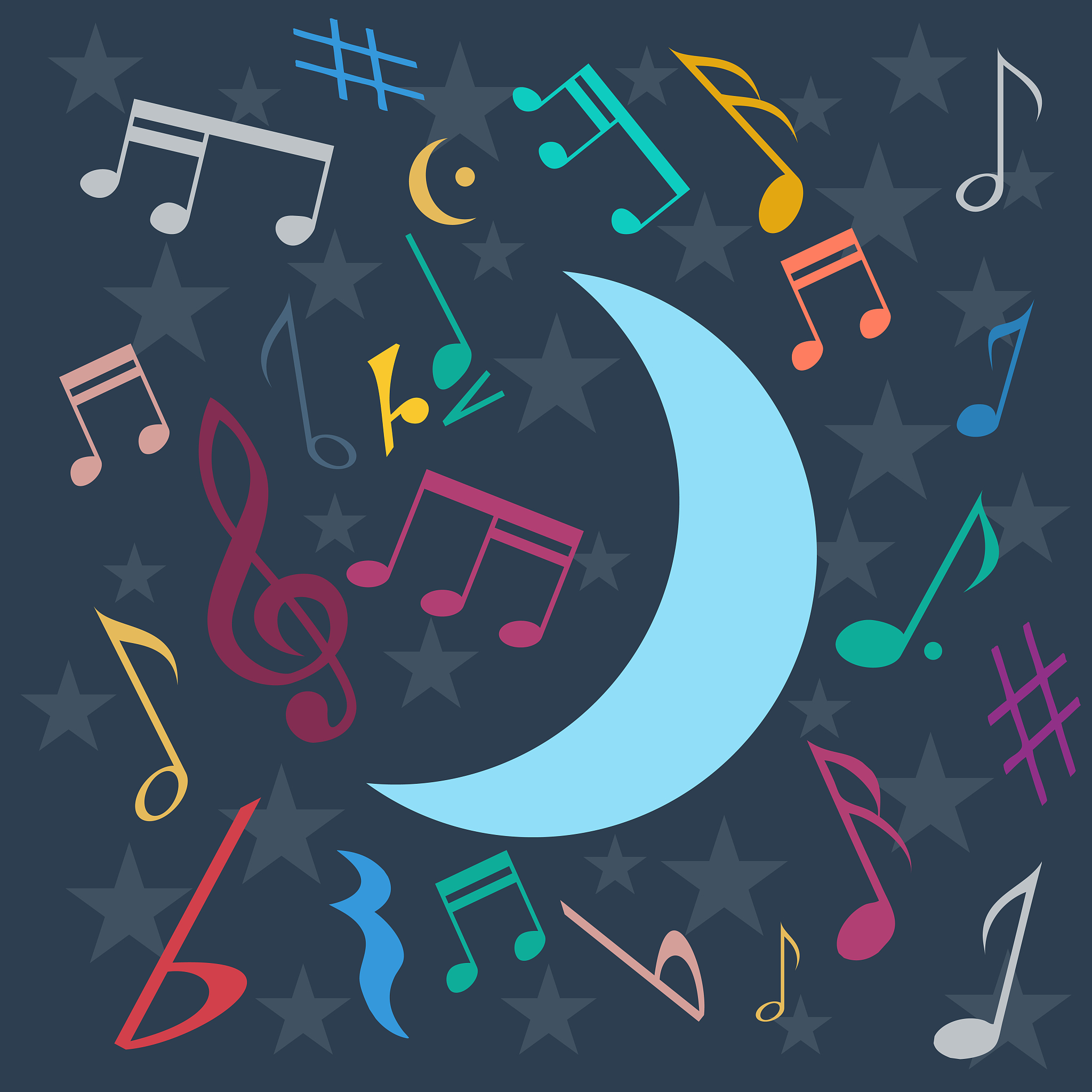 vector night music background in flat design