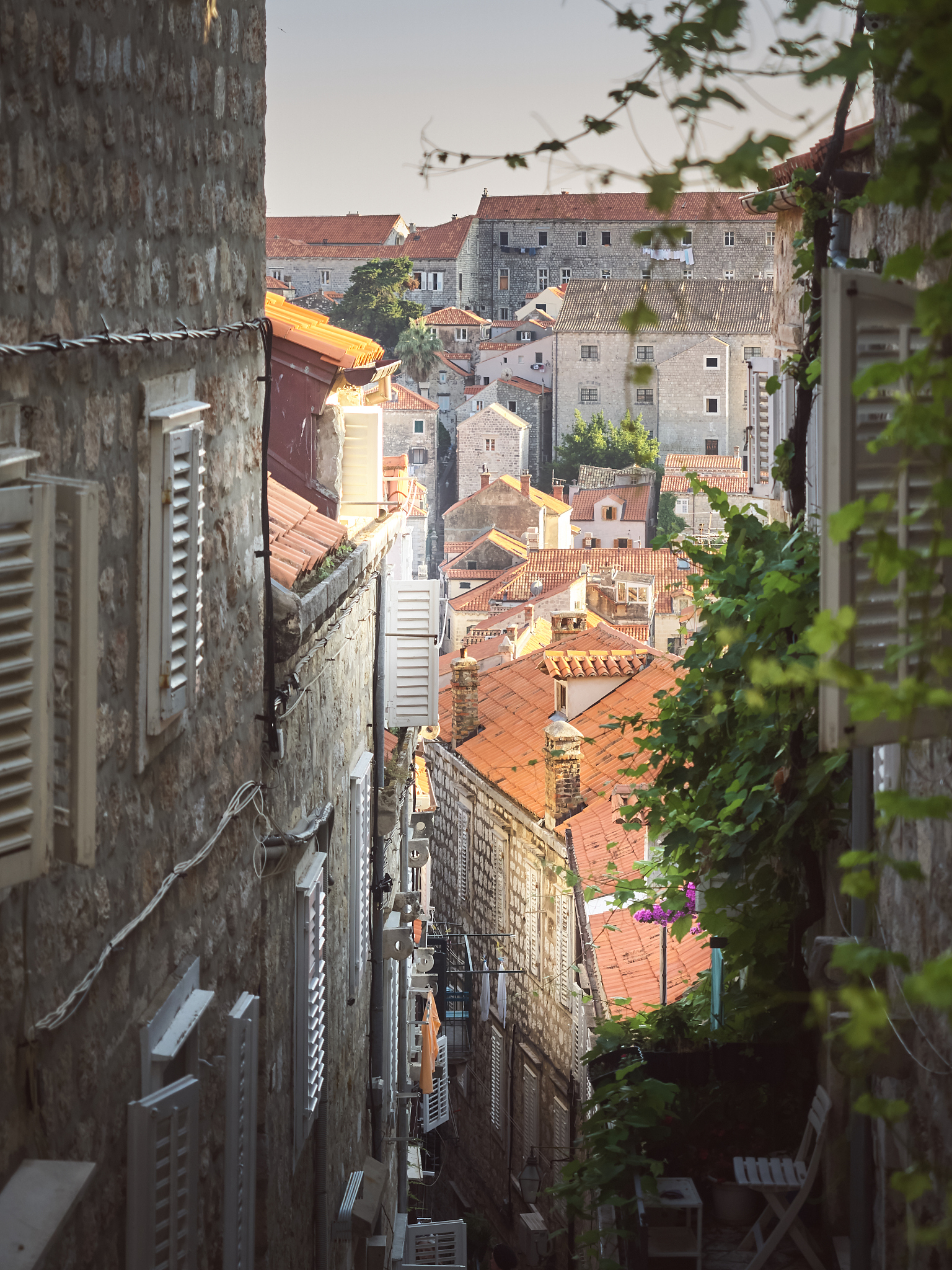 panoramic view of dubrovnik old town from a street