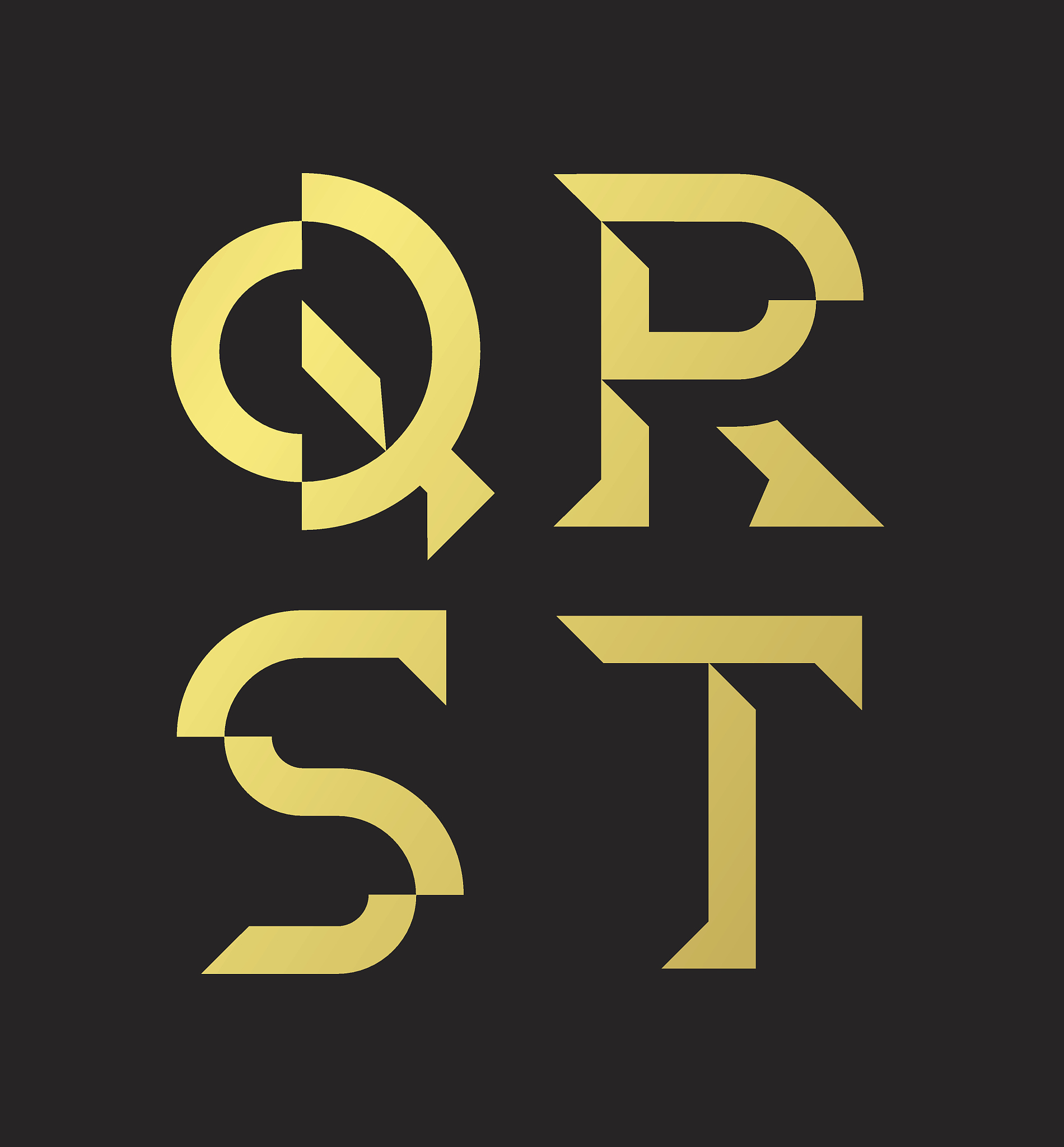 vector graphic alphabet in a set in black and golden