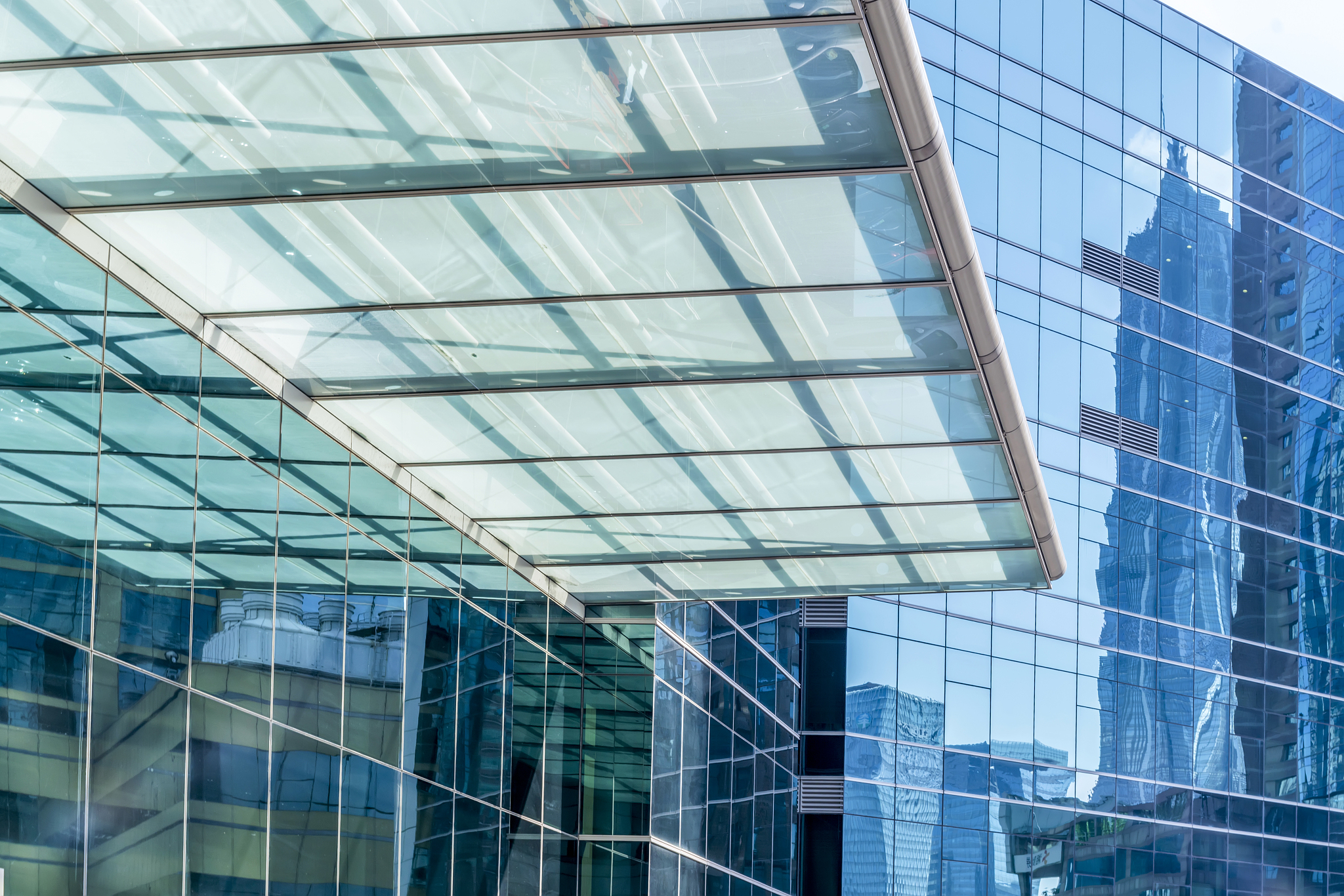 low angle view of skyscrapers architectural glass