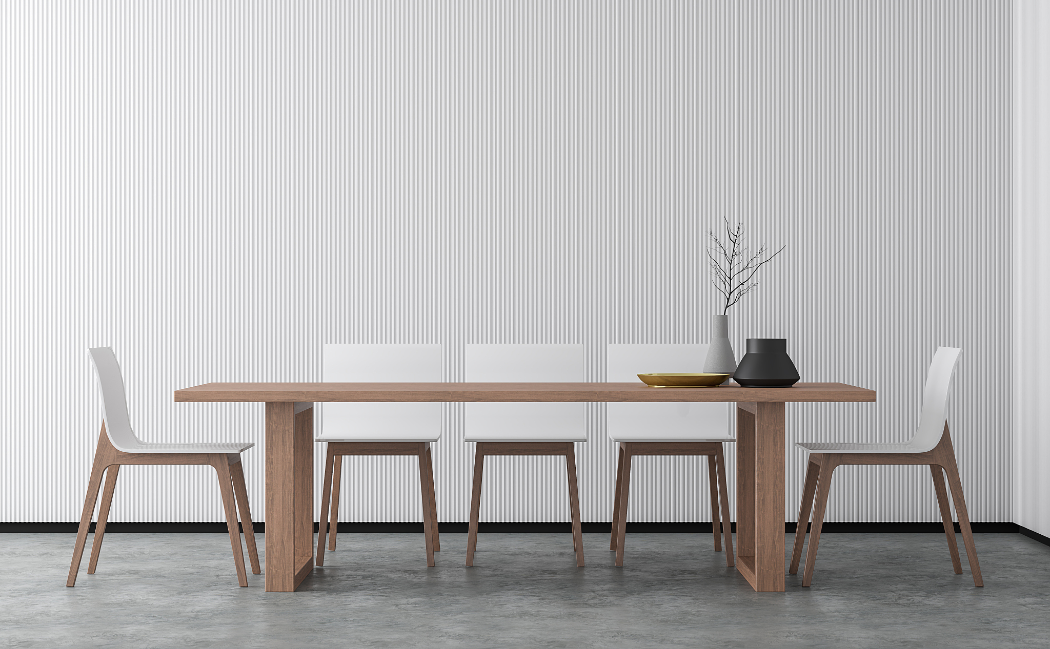 minimal style dining room 3d rendering image