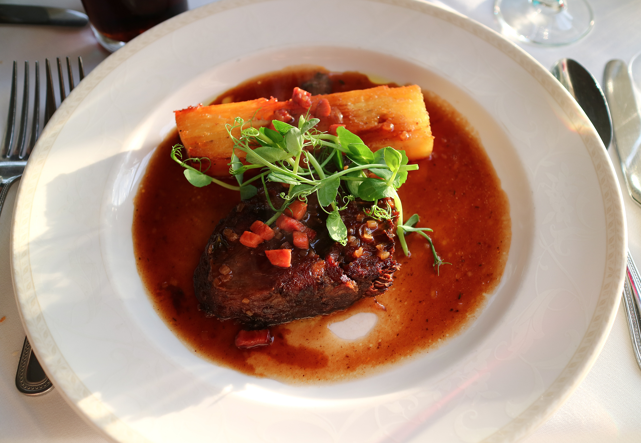 braised beef with dauphinoise potatoes