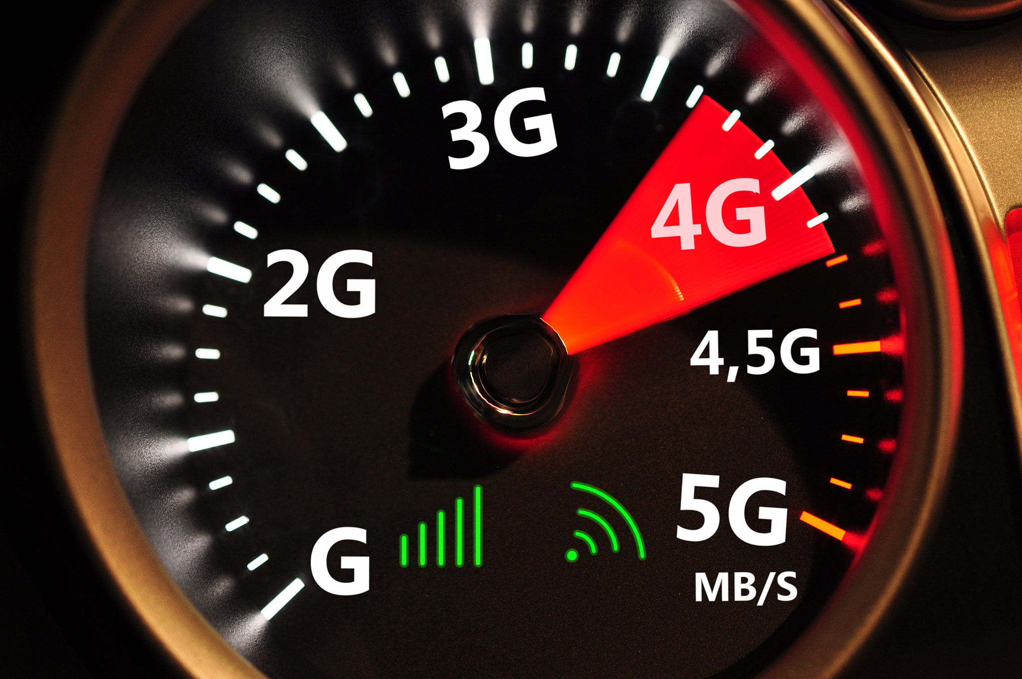 speedometer and 4g high speed internet