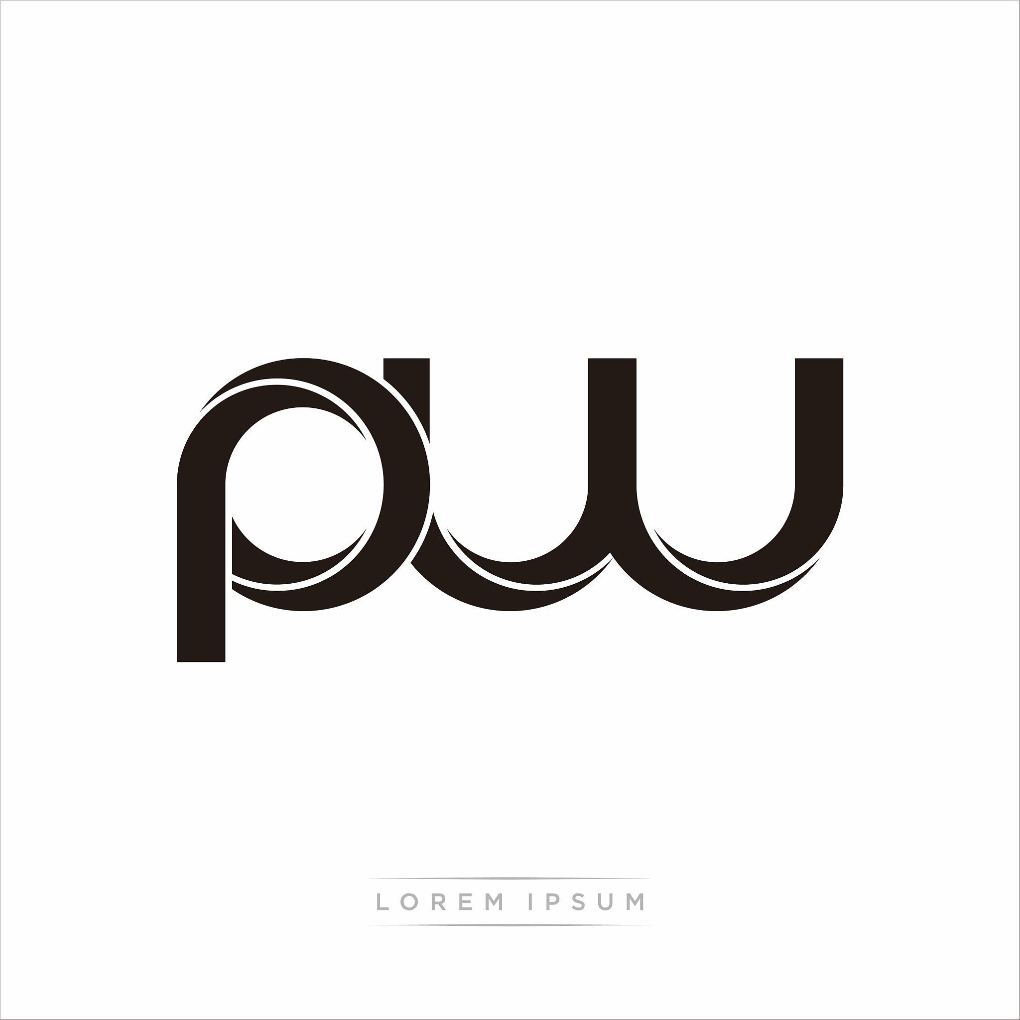 pw initial letter split lowercase modern monogram