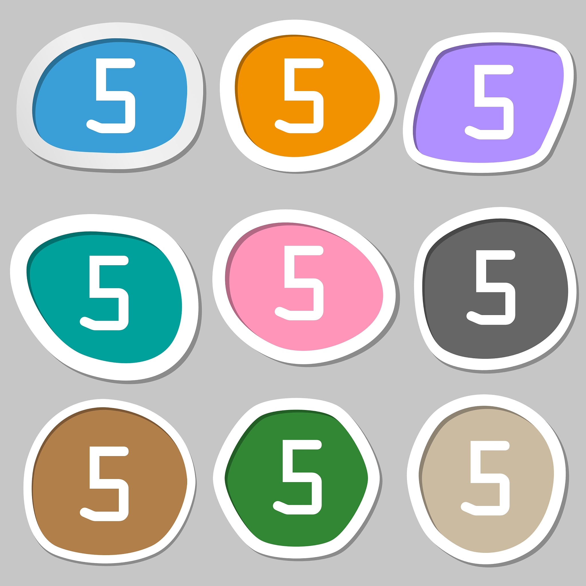 number five icon sign multicolored paper stickers