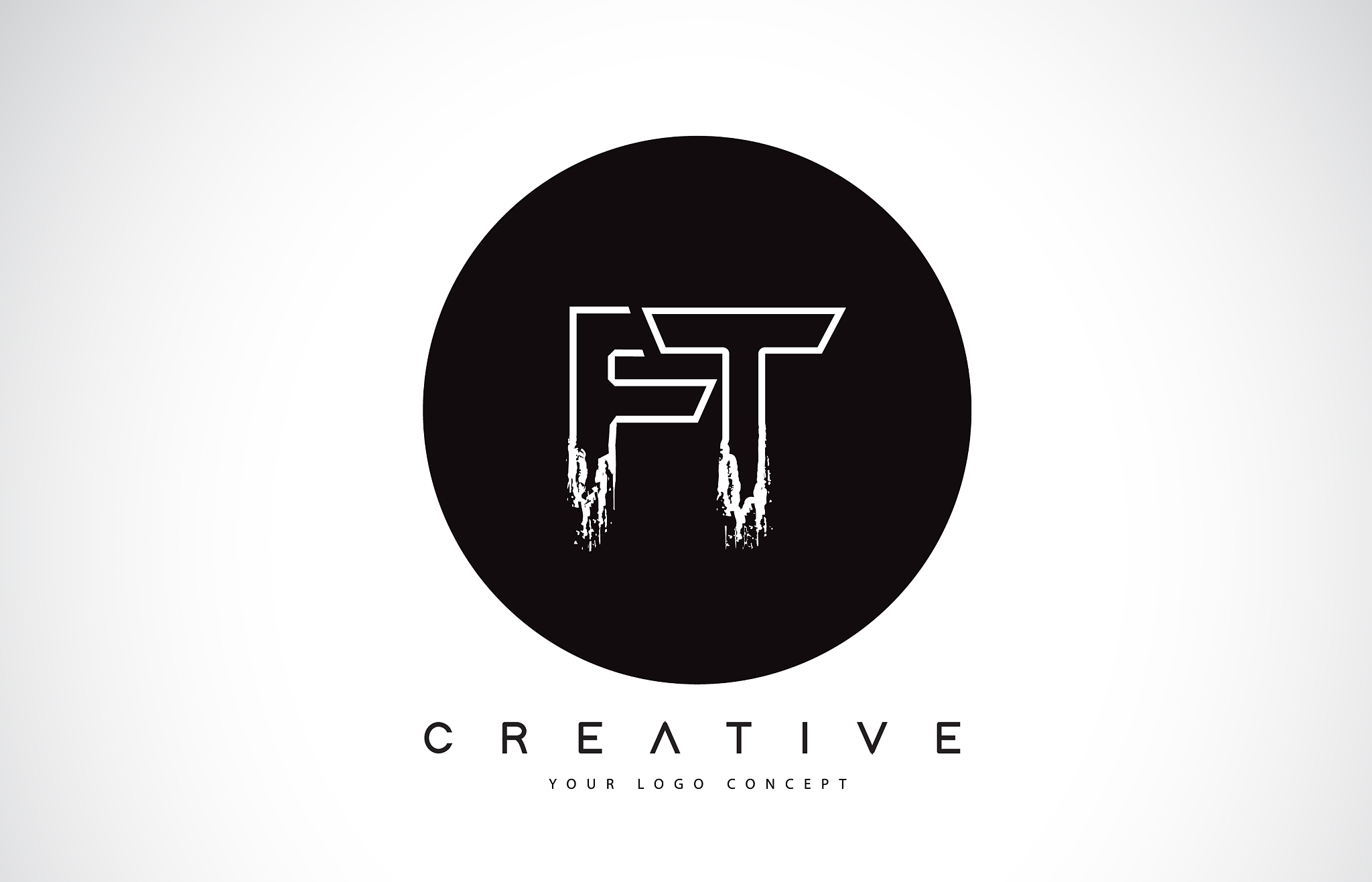ft modern leter logo design with black and white