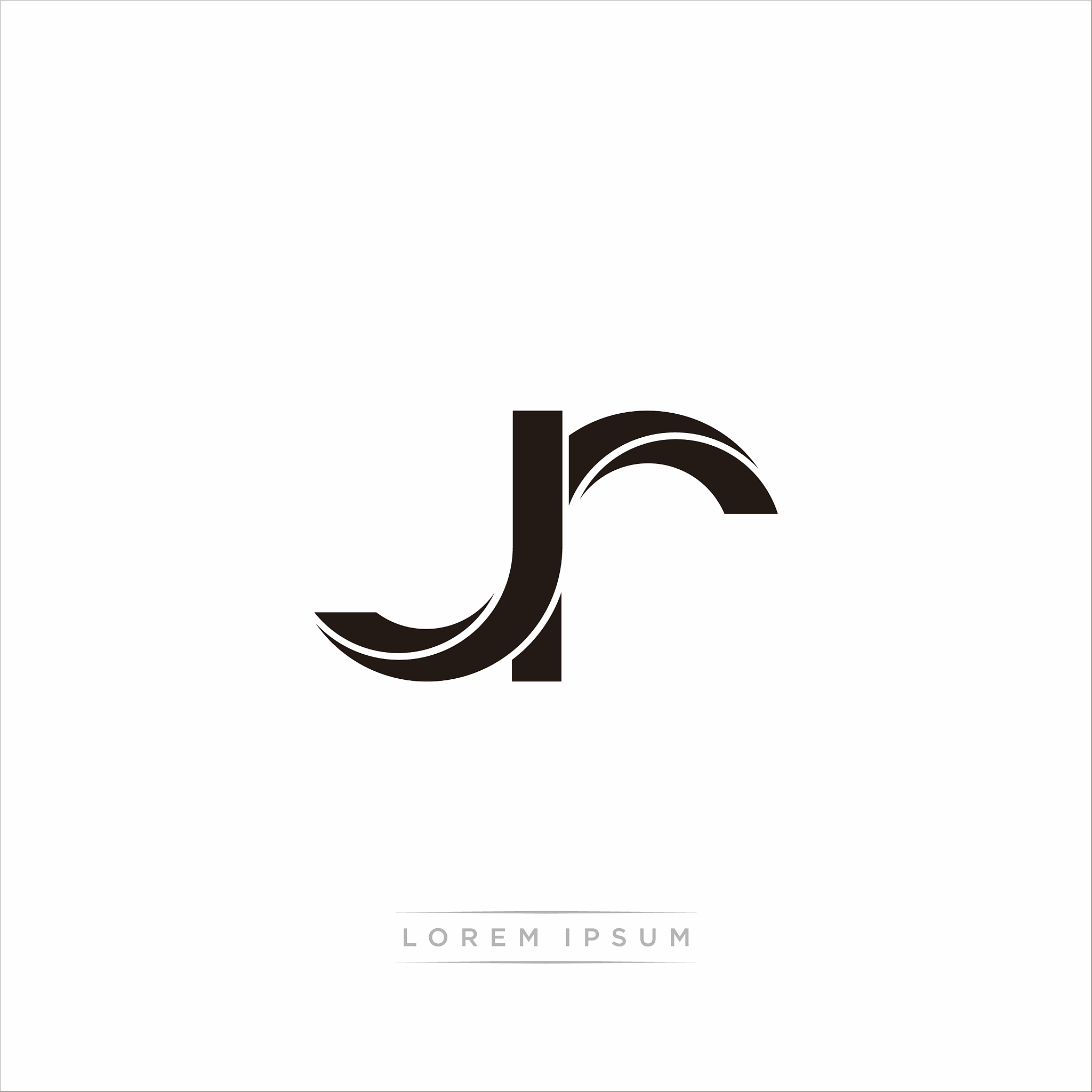 jr initial letter split lowercase modern monogram