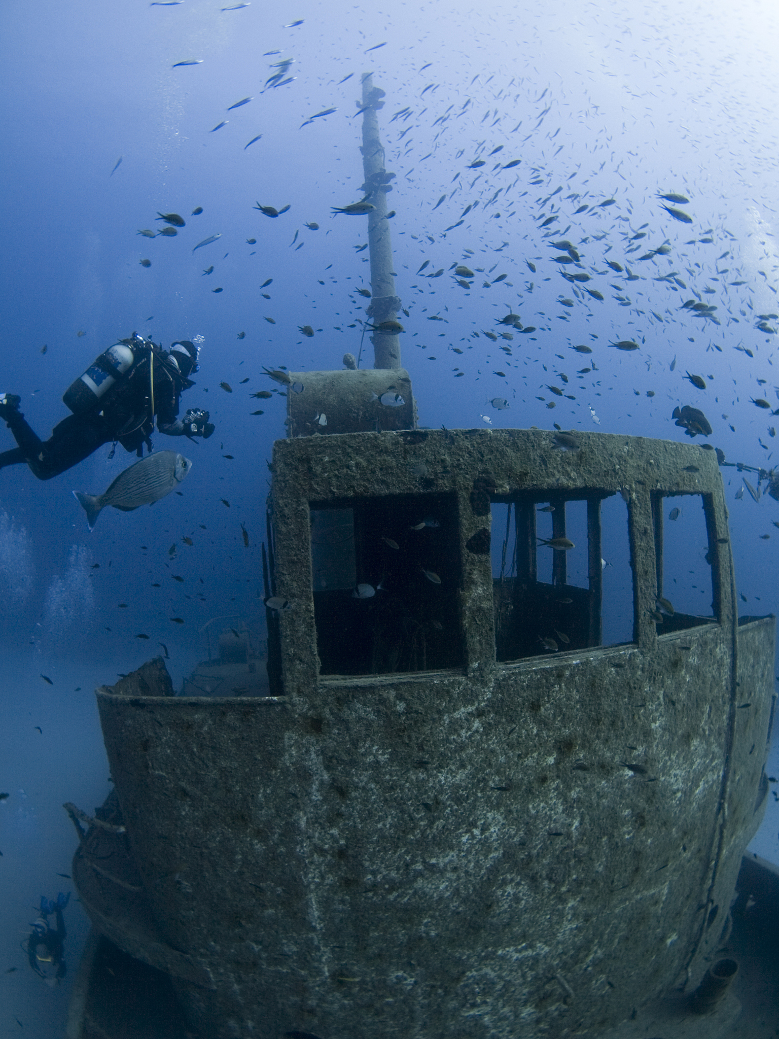 scuba diver on a shipwreck