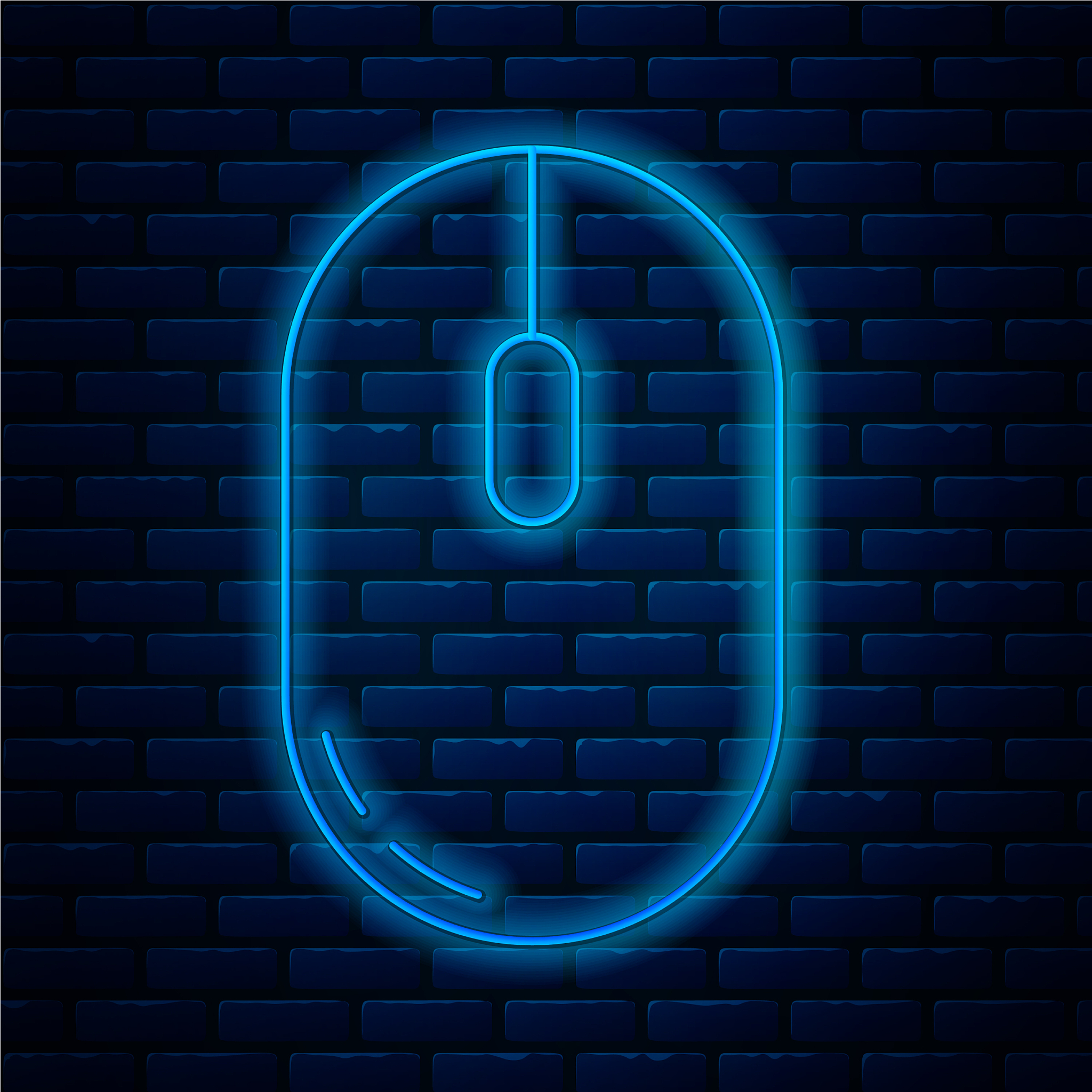 glowing neon line computer mouse icon isolated on