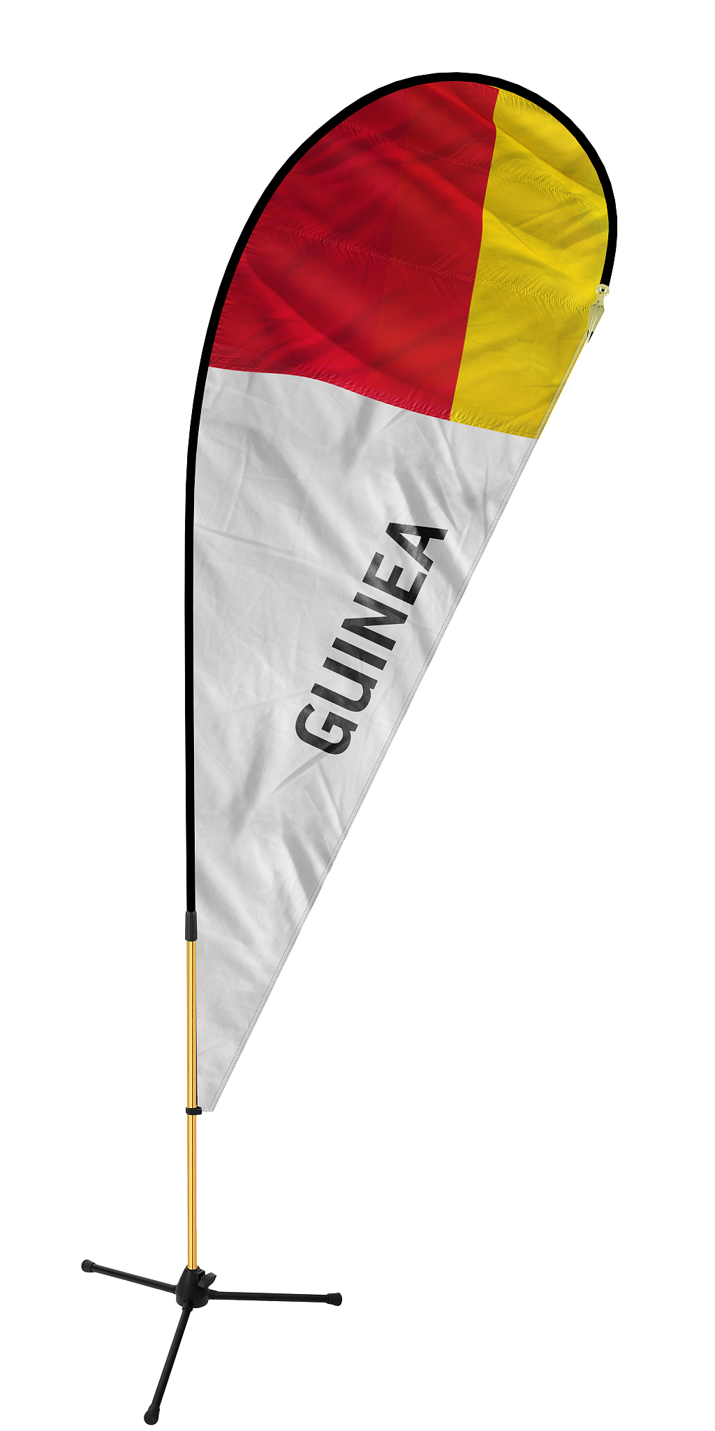 guinea's flag & name on a feather banner / bow flag with a solid