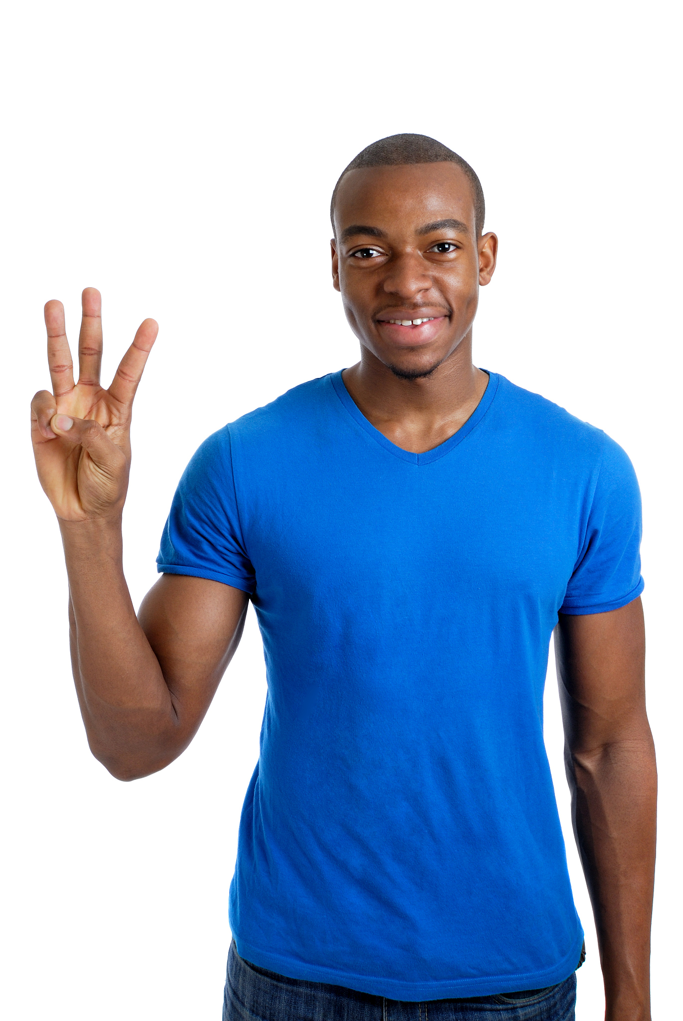 young man counting to three