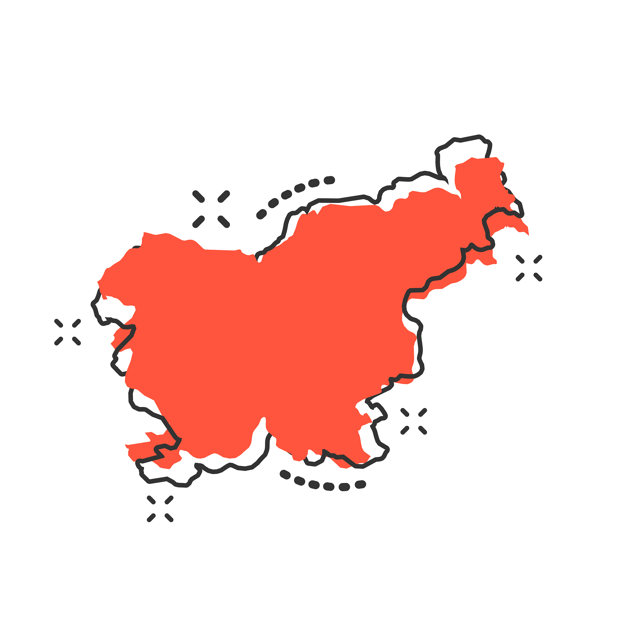 cartoon slovenia map icon in comic style slovenia