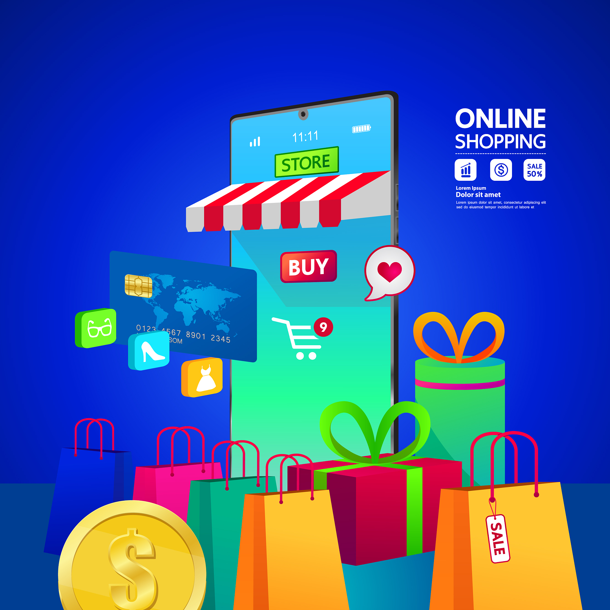shopping online on website or mobile application