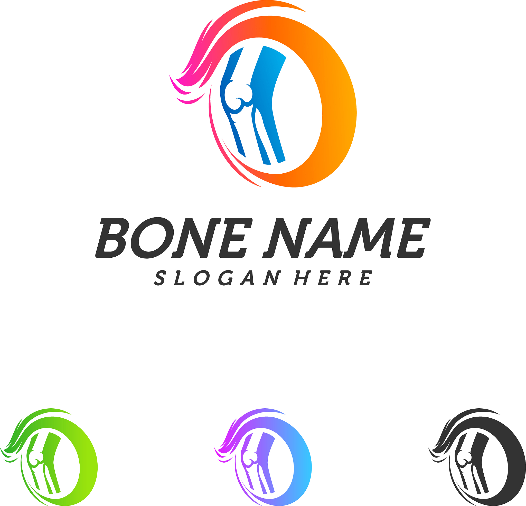 fire bone logo design template concept human