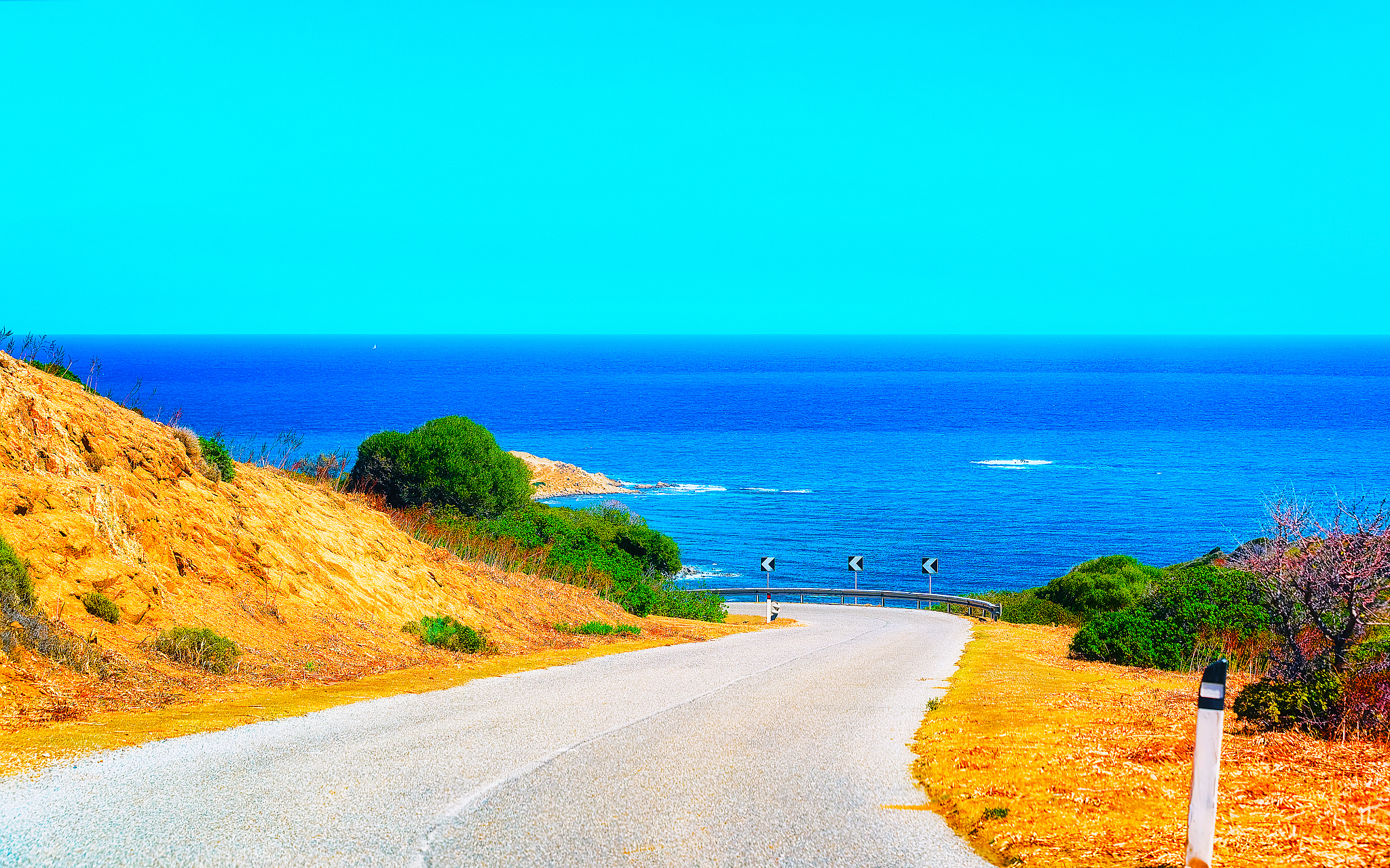 road along mediterranean sea at buggerru carbonia iglesias sardi