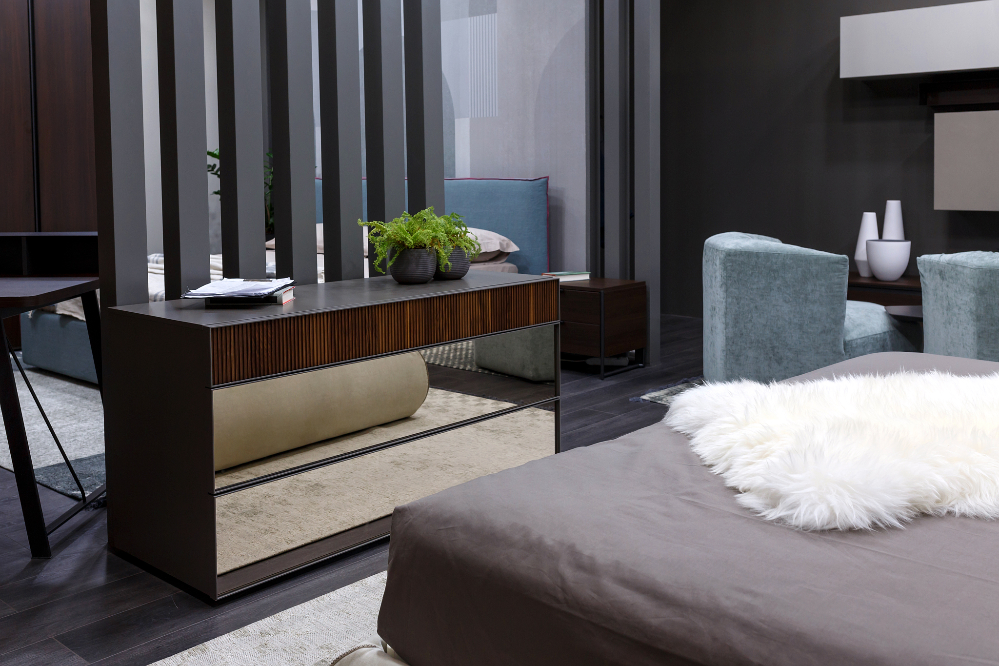 penthouse interior modern bedroom style.