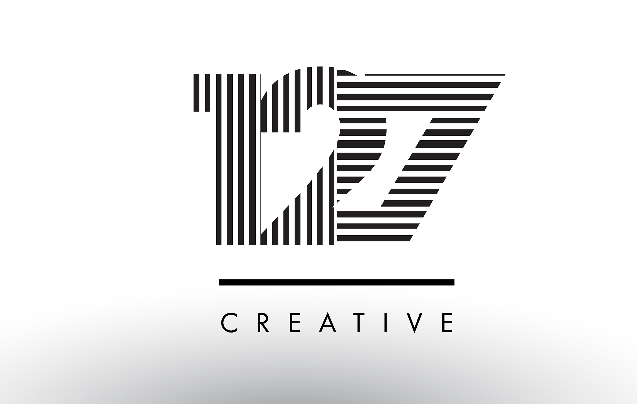 127 black and white lines number logo design