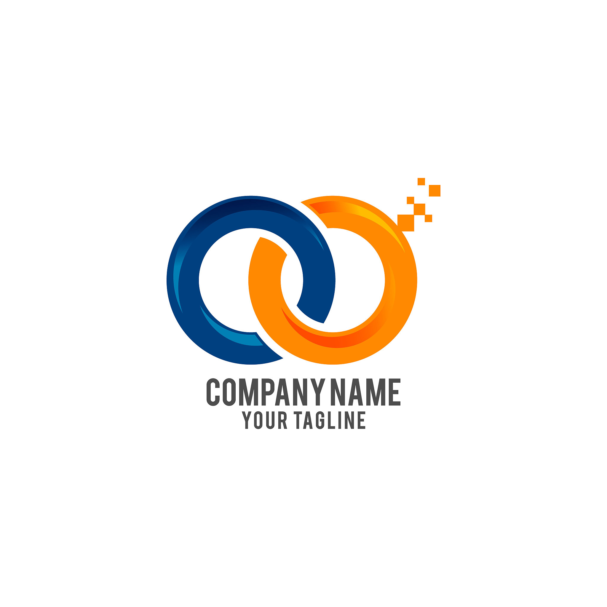 circle business logo template with blue and orange color.