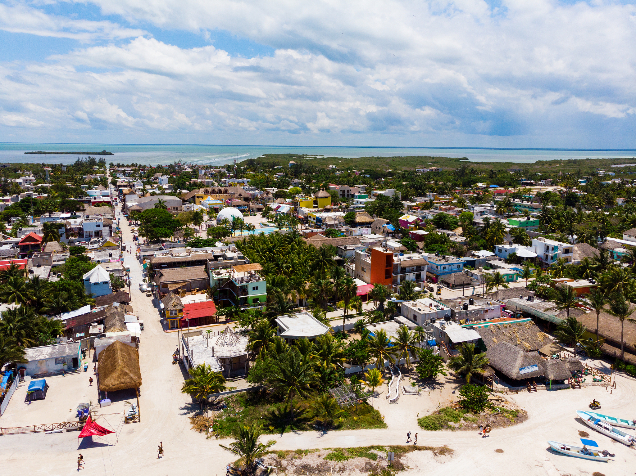 aerial view of isla holbox town centre