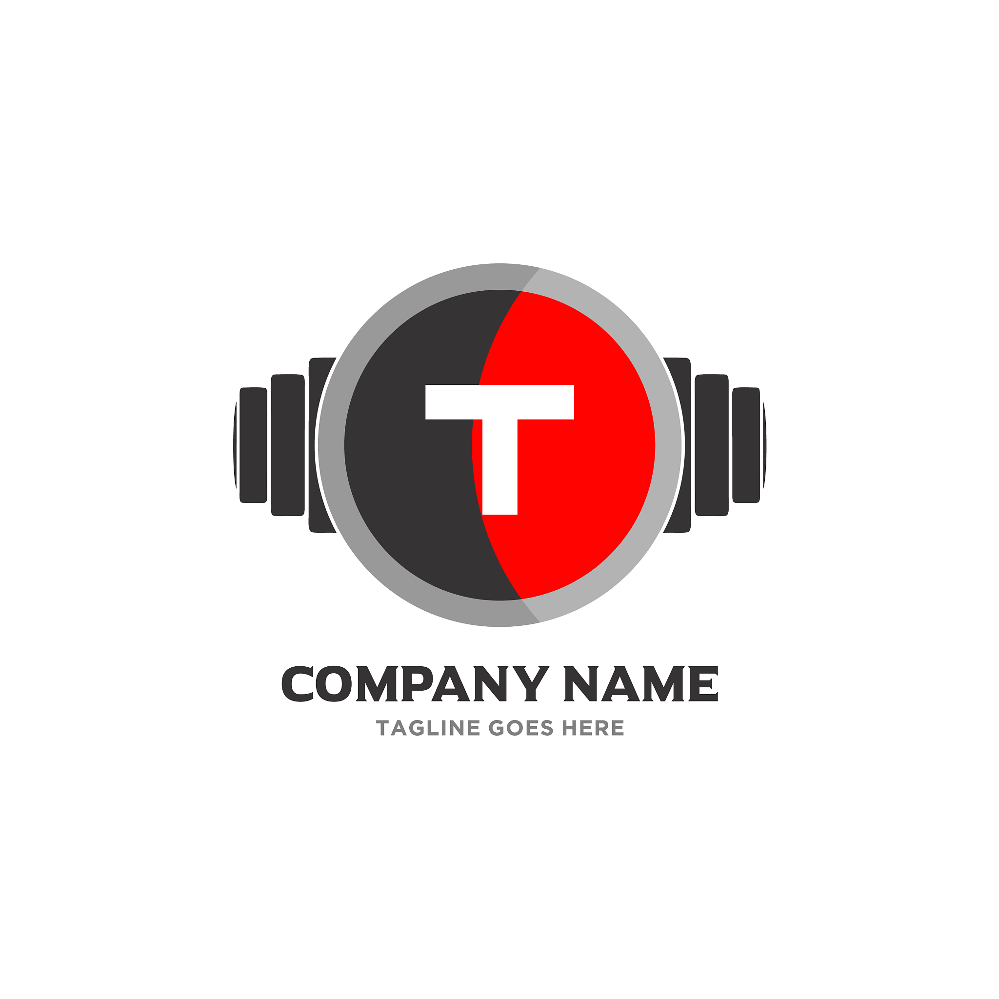 t letter logo design icon fitness and music symbol