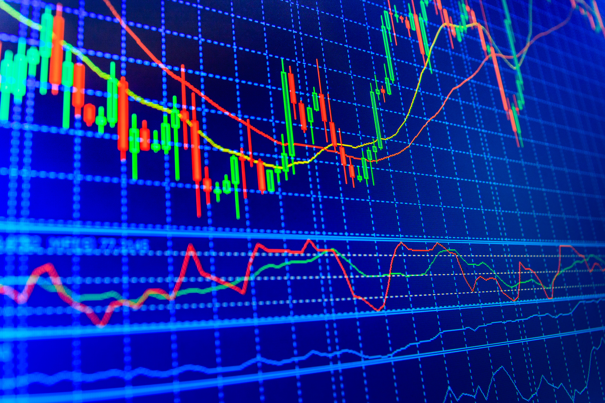 stock market graph and bar chart price display