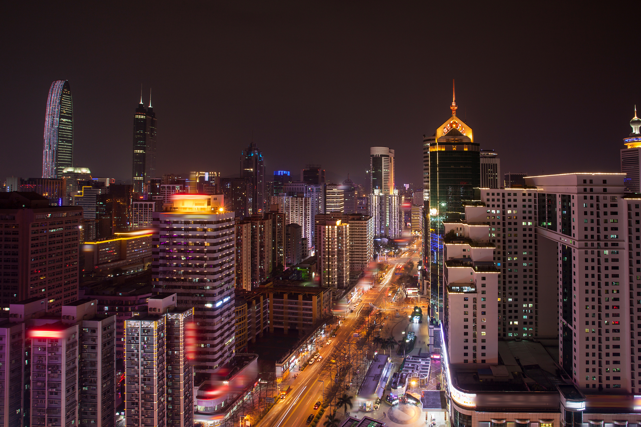 广东省深圳城市建筑夜景