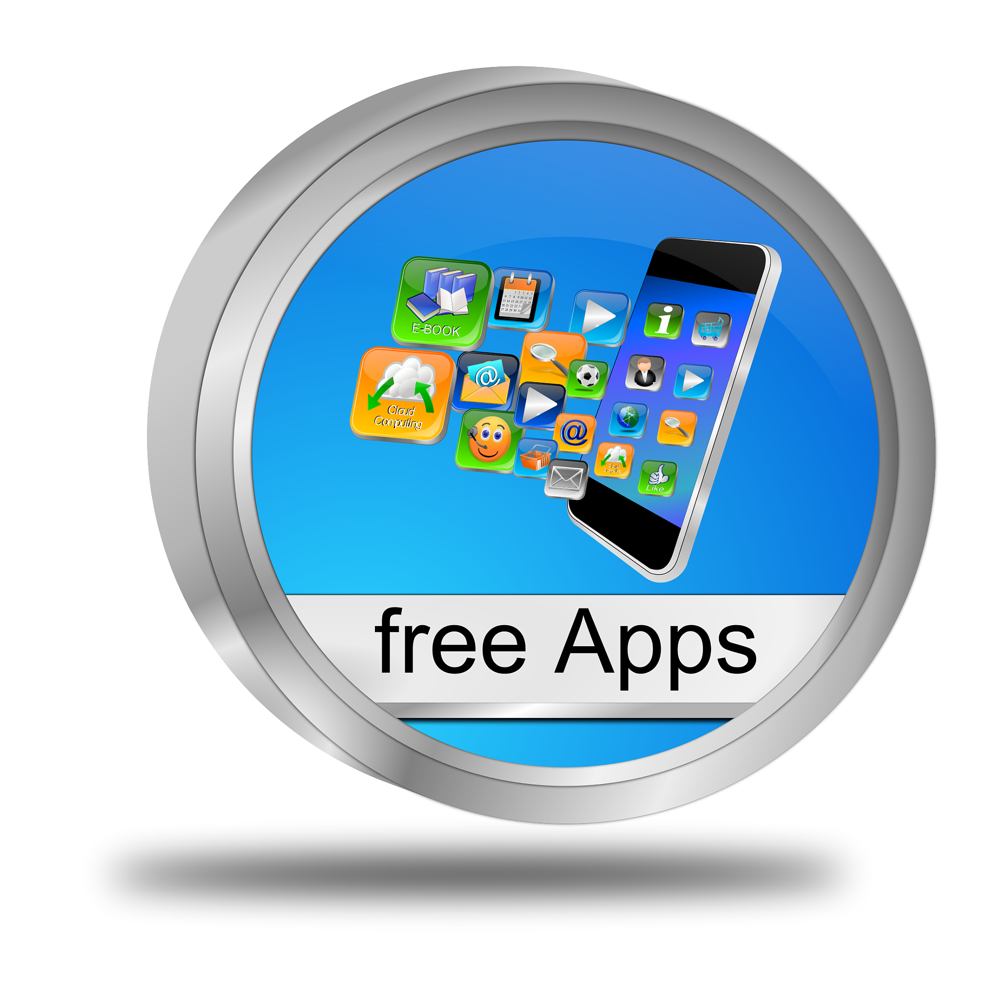 free apps button - 3d illustration