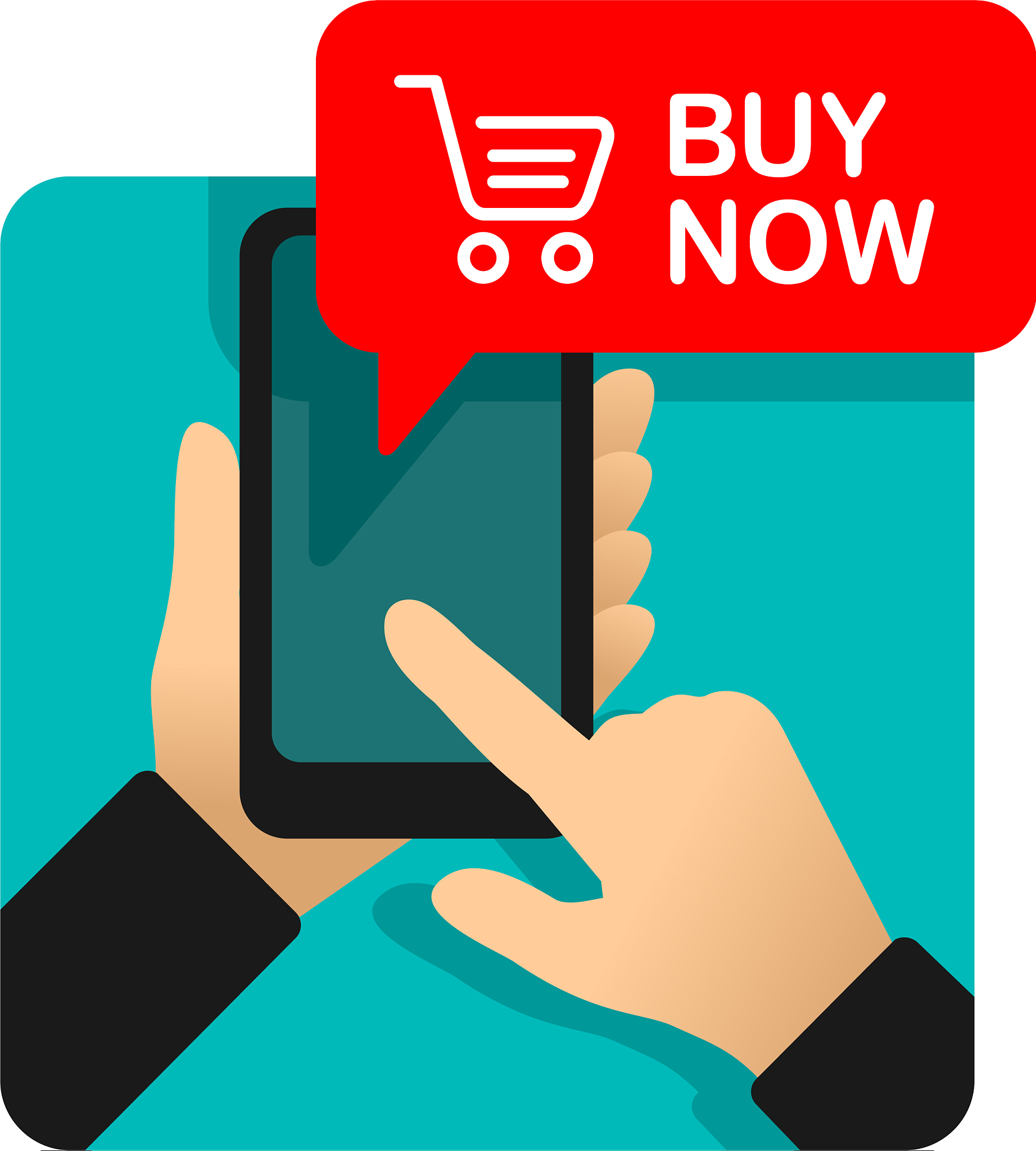 phone in hands and and shopping cart