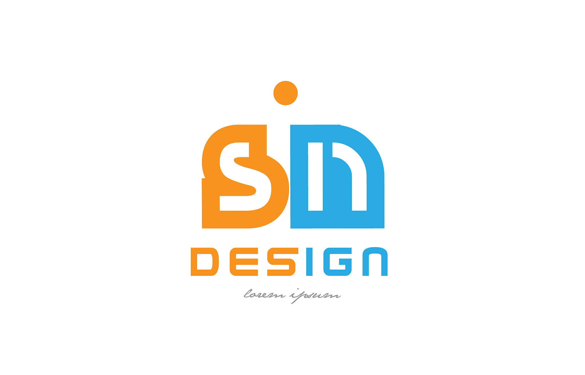 sn s n orange blue alphabet letter logo
